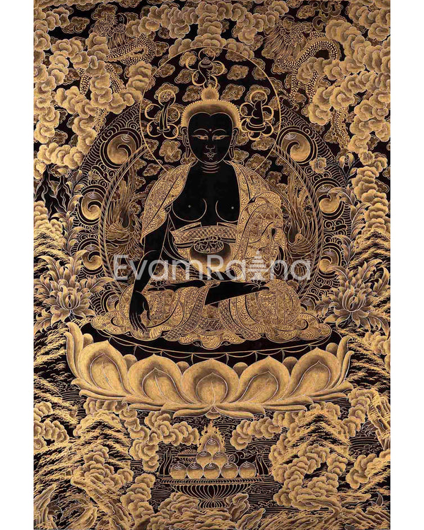 Original Tibetan Buddhist Painting Of Shakyamuni Buddha Thanka | Hand Painted Tibetan Home Decoration Art |