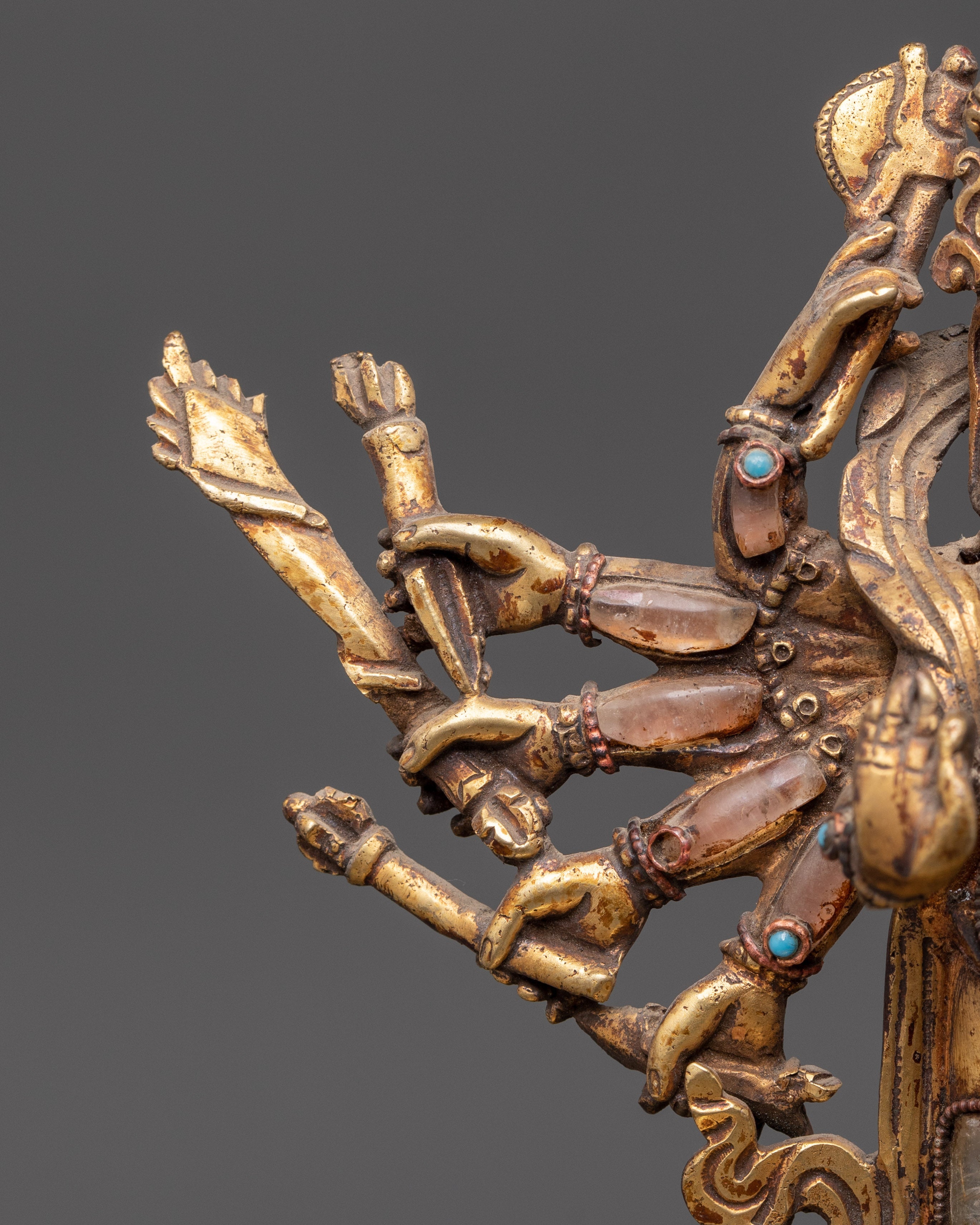 Ganesh Crystal Statue | Coral and Turquoise Inlaid