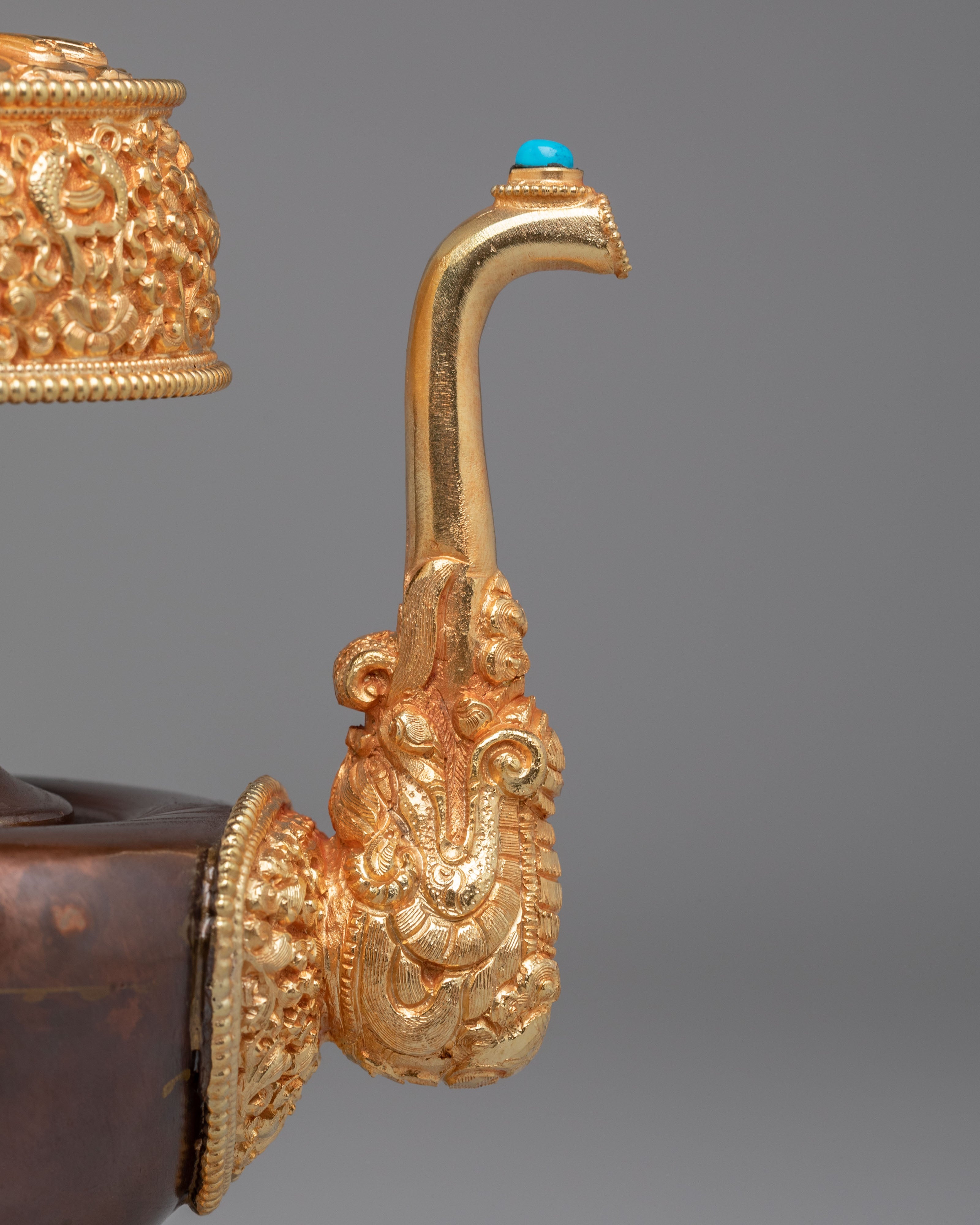 Gold Plated Tibetan Bhumba | Handcrafted Ritual Vessel