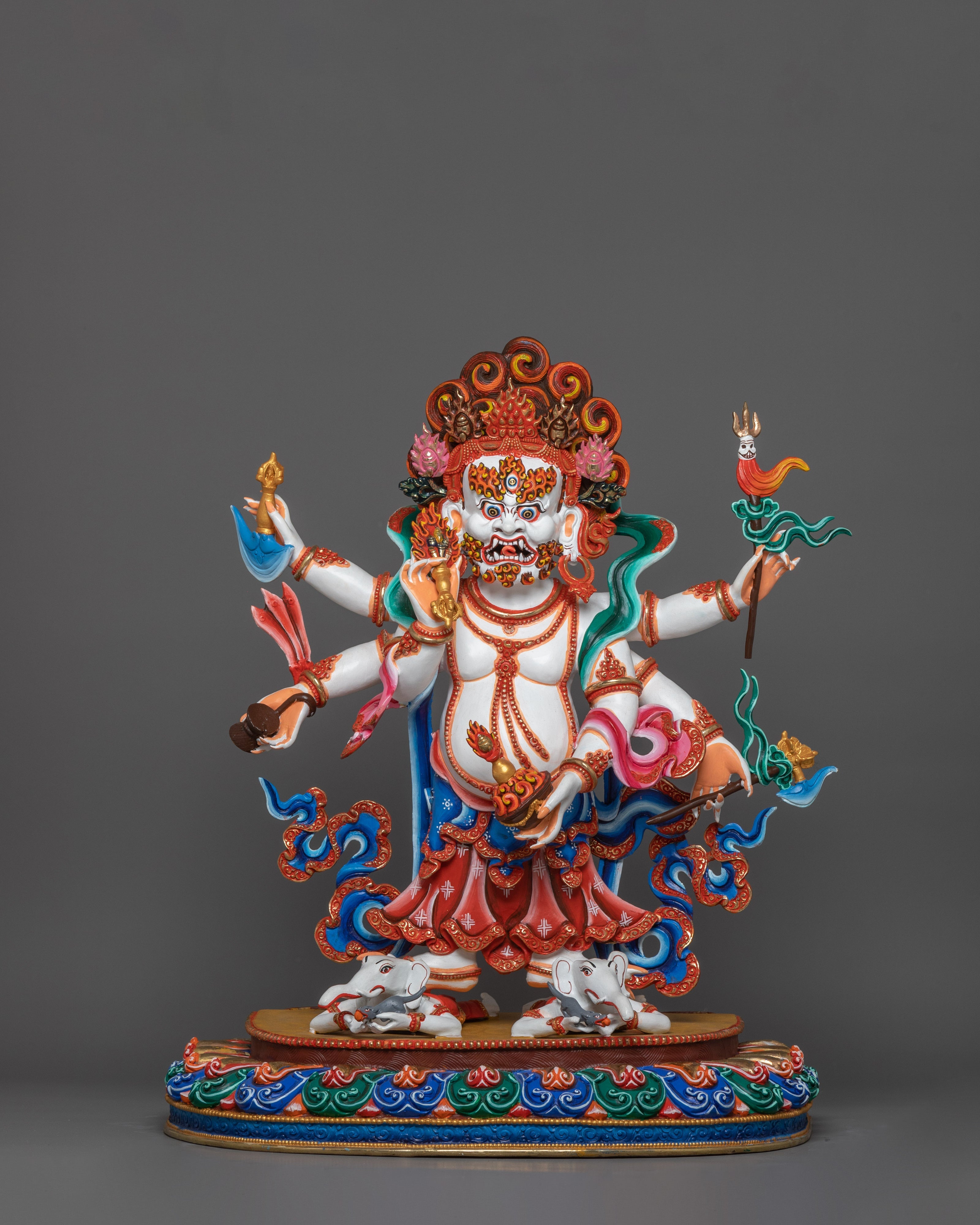 Dharma Defender White Mahakala | Fierce Benevolent Protector Deity