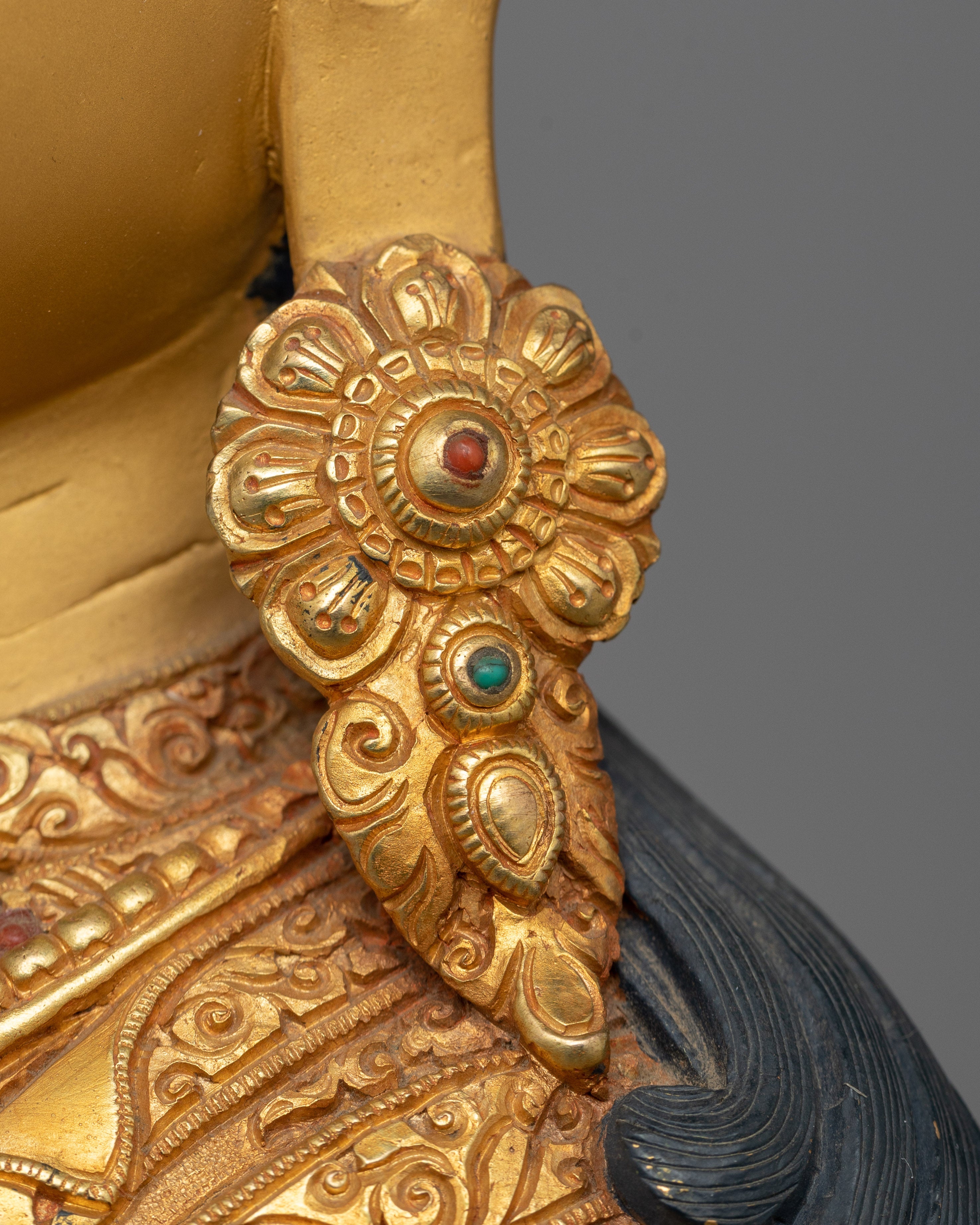 Embrace the Wisdom and Blessings of Guru Rimpoche | Magnificent 24K Gold Gilded Copper Statue