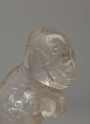 Hand-Carved Crystal Quartz Dragon Statue | Mystical Guardian