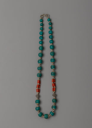 Elegant Turquoise and Coral Beaded Necklace