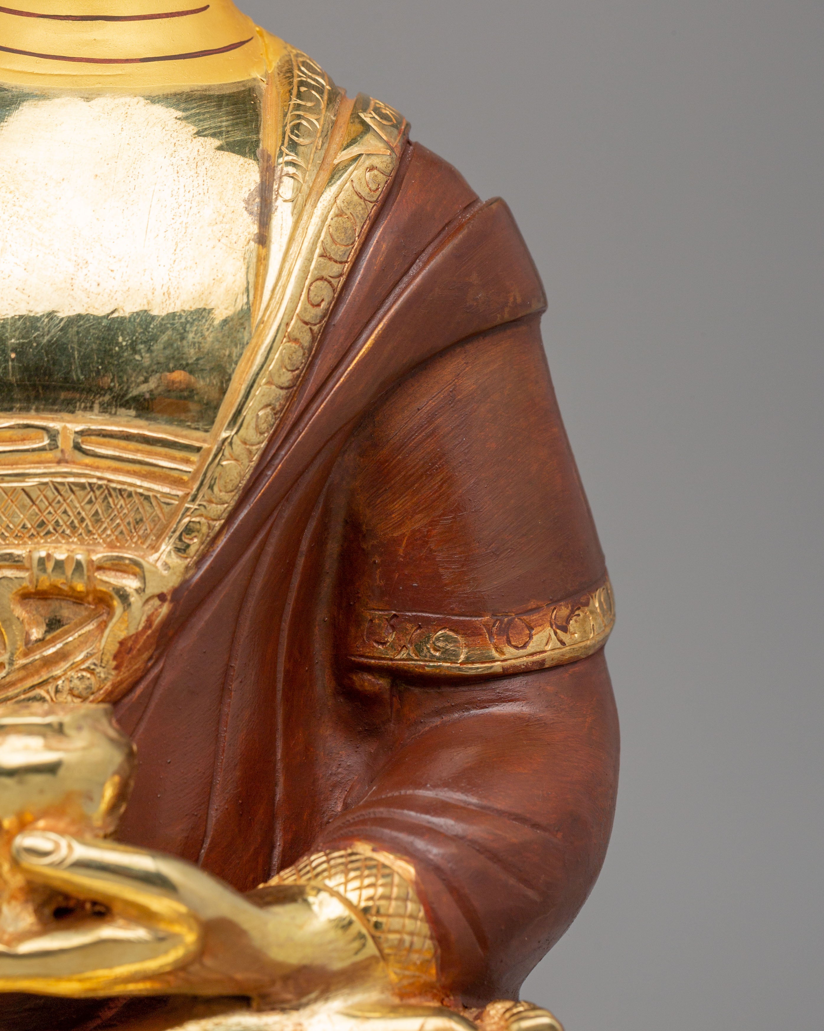Sacred Tibetan Shakyamuni Buddha Sculpture | Gold Plated Meditation Altar Decor