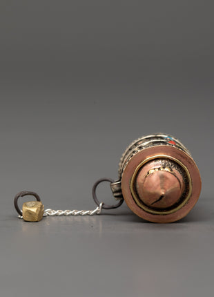 Handmade Buddhist Spinning Mantra Wheel with Copper and Brass Body