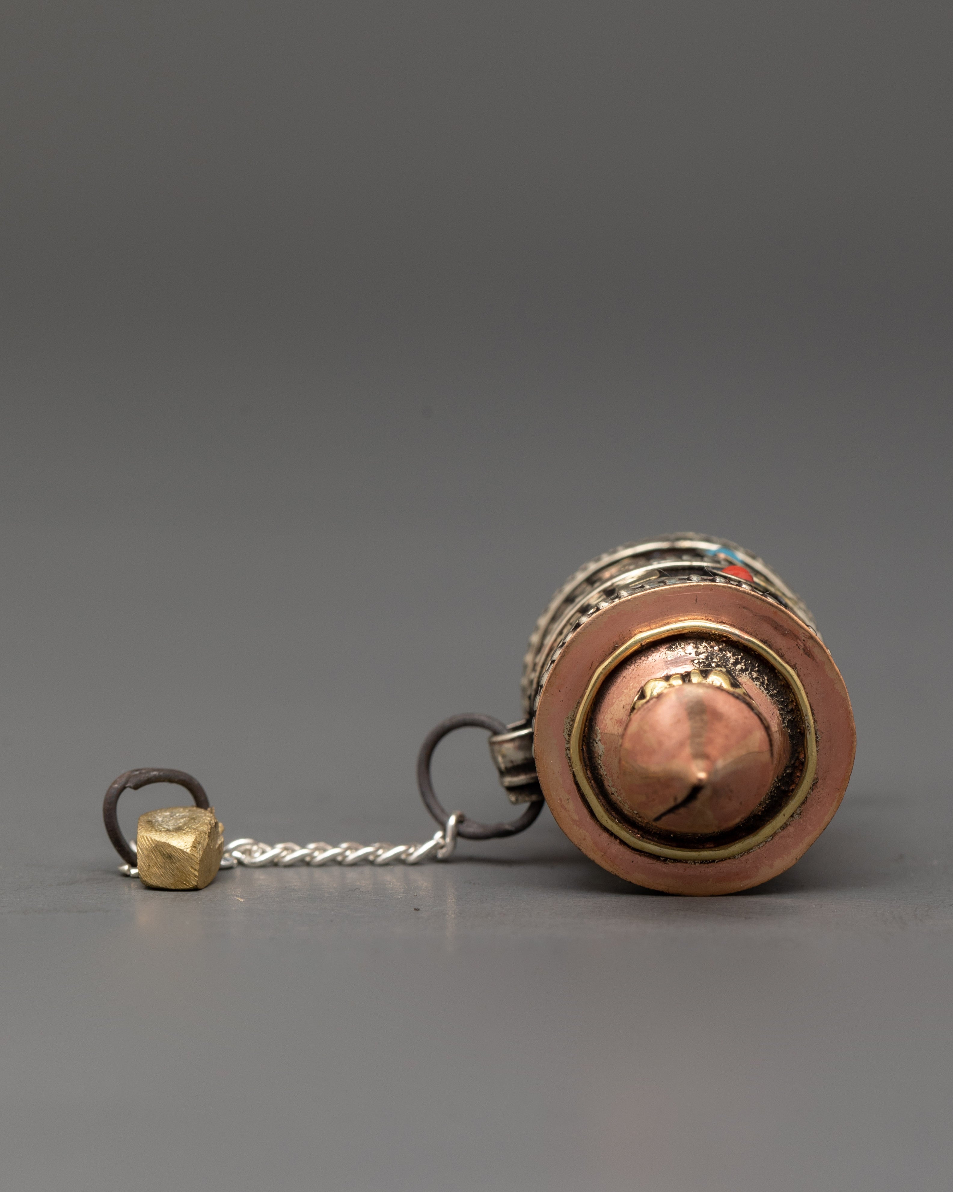 Handmade Buddhist Spinning Mantra Wheel with Copper and Brass Body