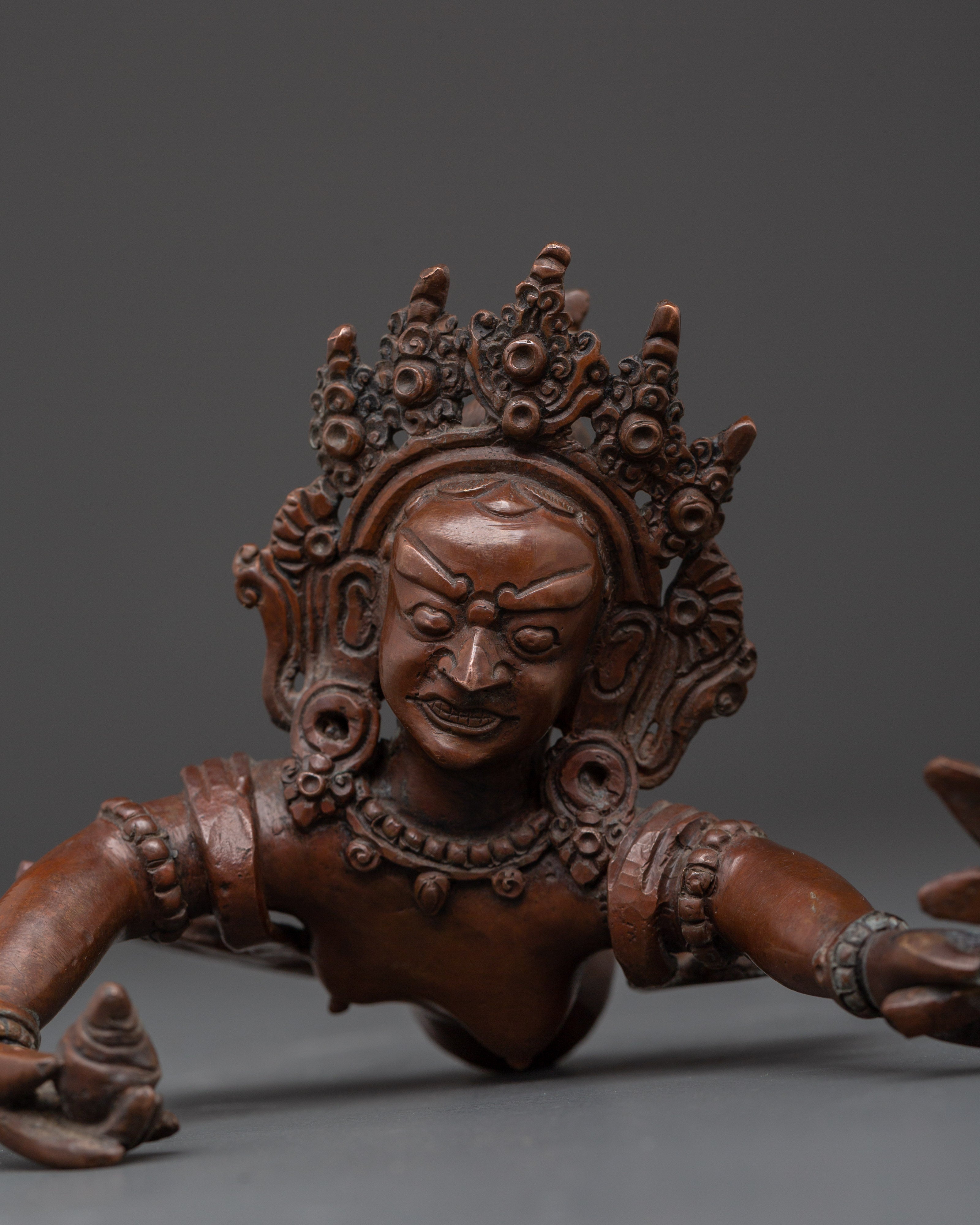 Tibetan Dzambhala Statue with Consort | Handmade Oxidized Copper Sculpture