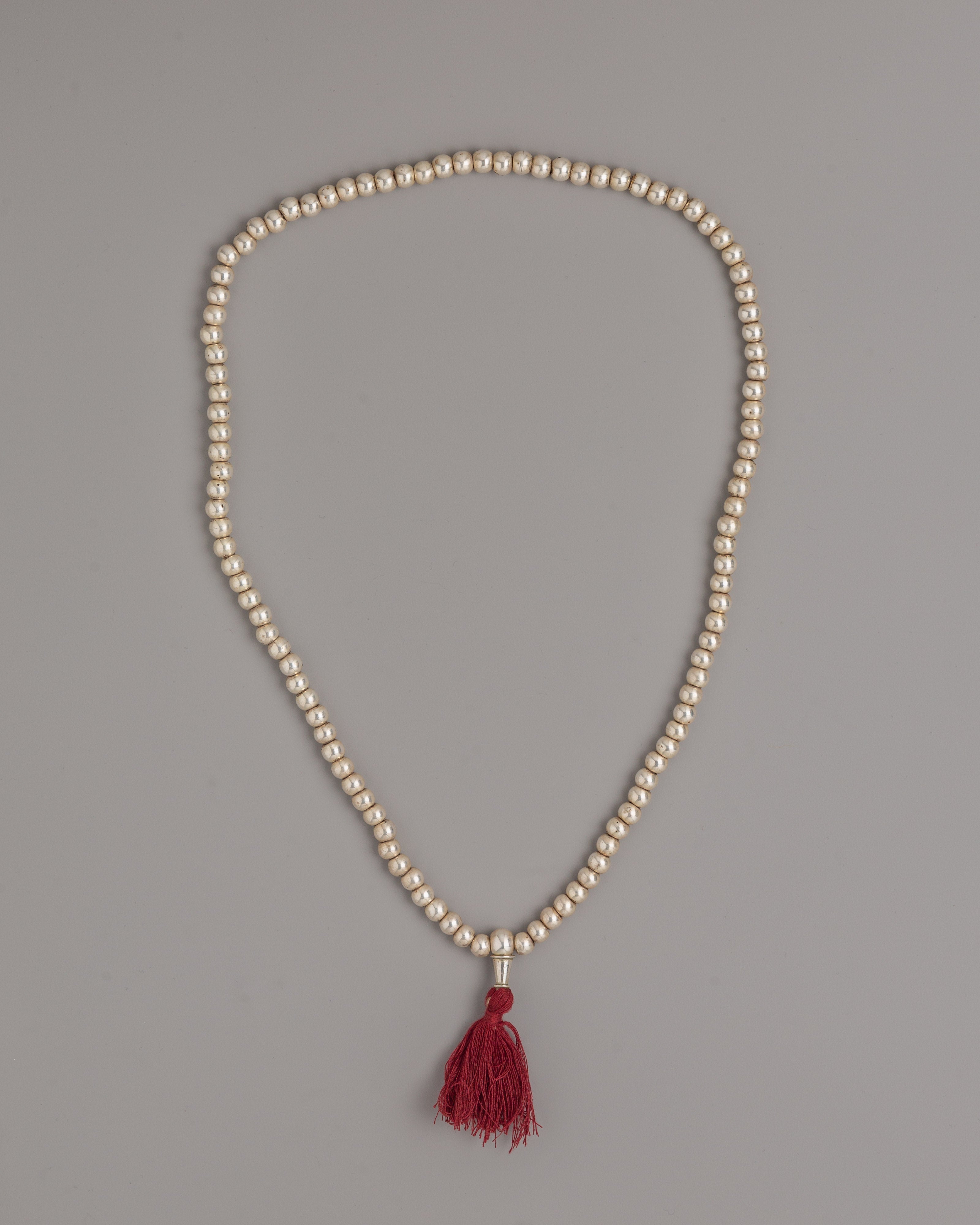 90% Silver Prayer Mala Beads | Spiritual Tool for Mantra