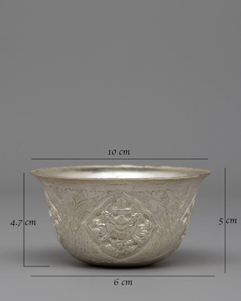 Silver-Plated Water Offering Bowls | Buddhist Altar Set for Spiritual Practices