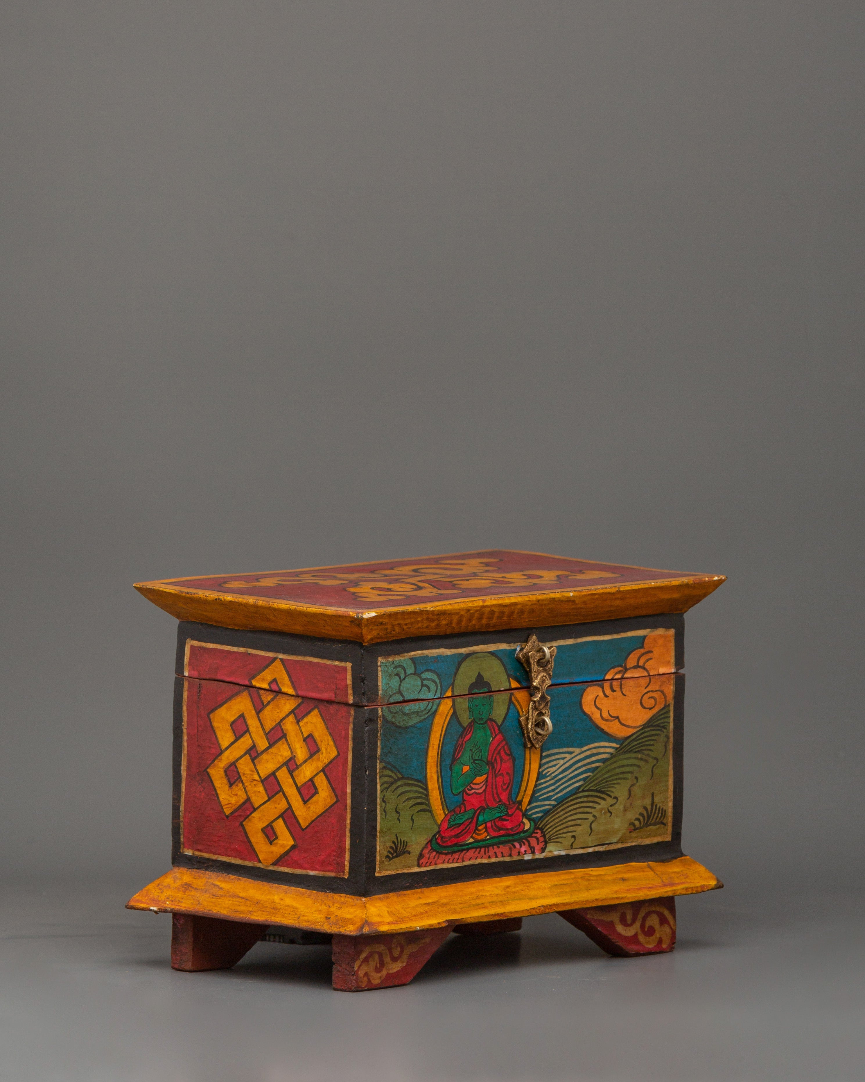 Box with Amoghasiddhi Buddha Painting | Hand-Painted Sacred Storage