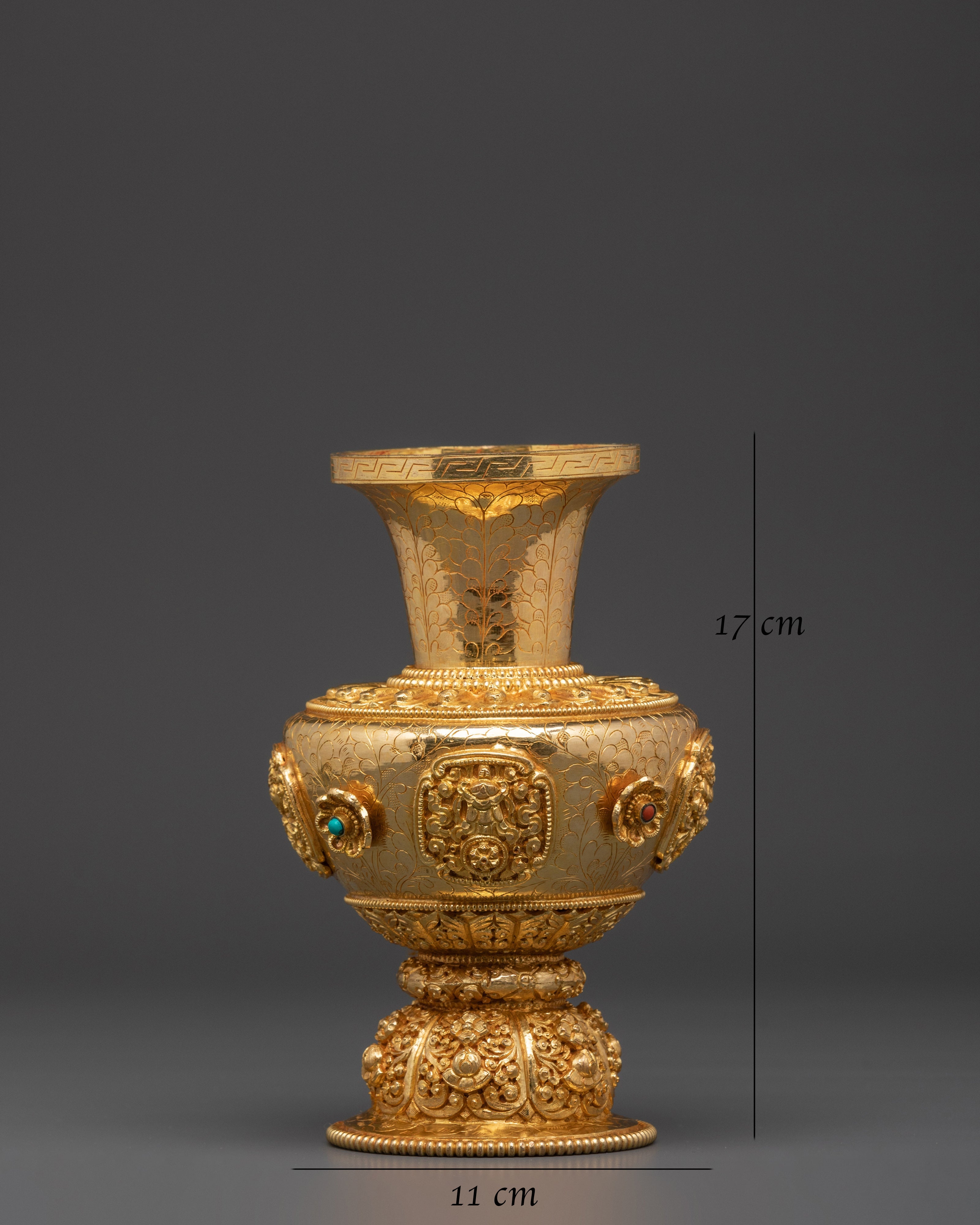 Flower Vase for Ritual Offering | Gold Plated Copper Vase