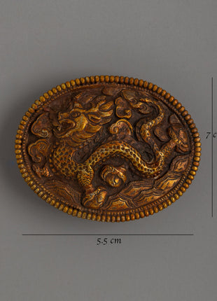 Gold-plated Tibetan Dragon Buckle Handcrafted From Copper | A Stunning Symbol of Power and Protection