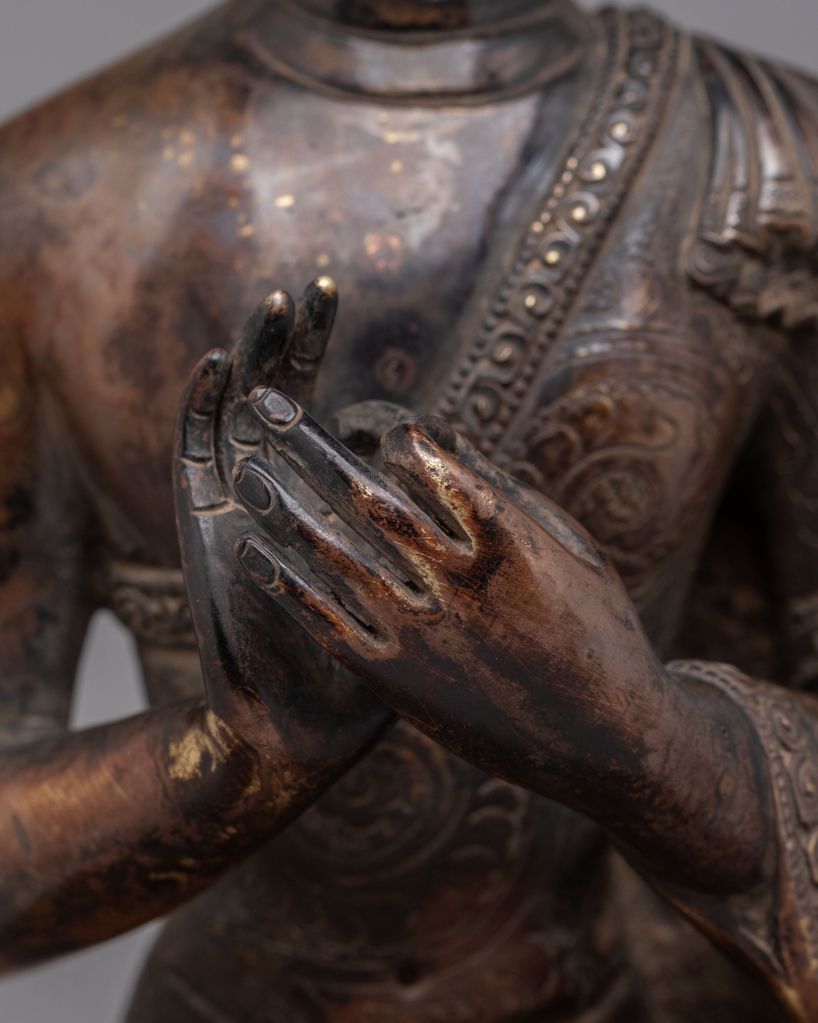 Tibetan Vairocana Buddha Statue | Copper Oxidized Tibetan Statue