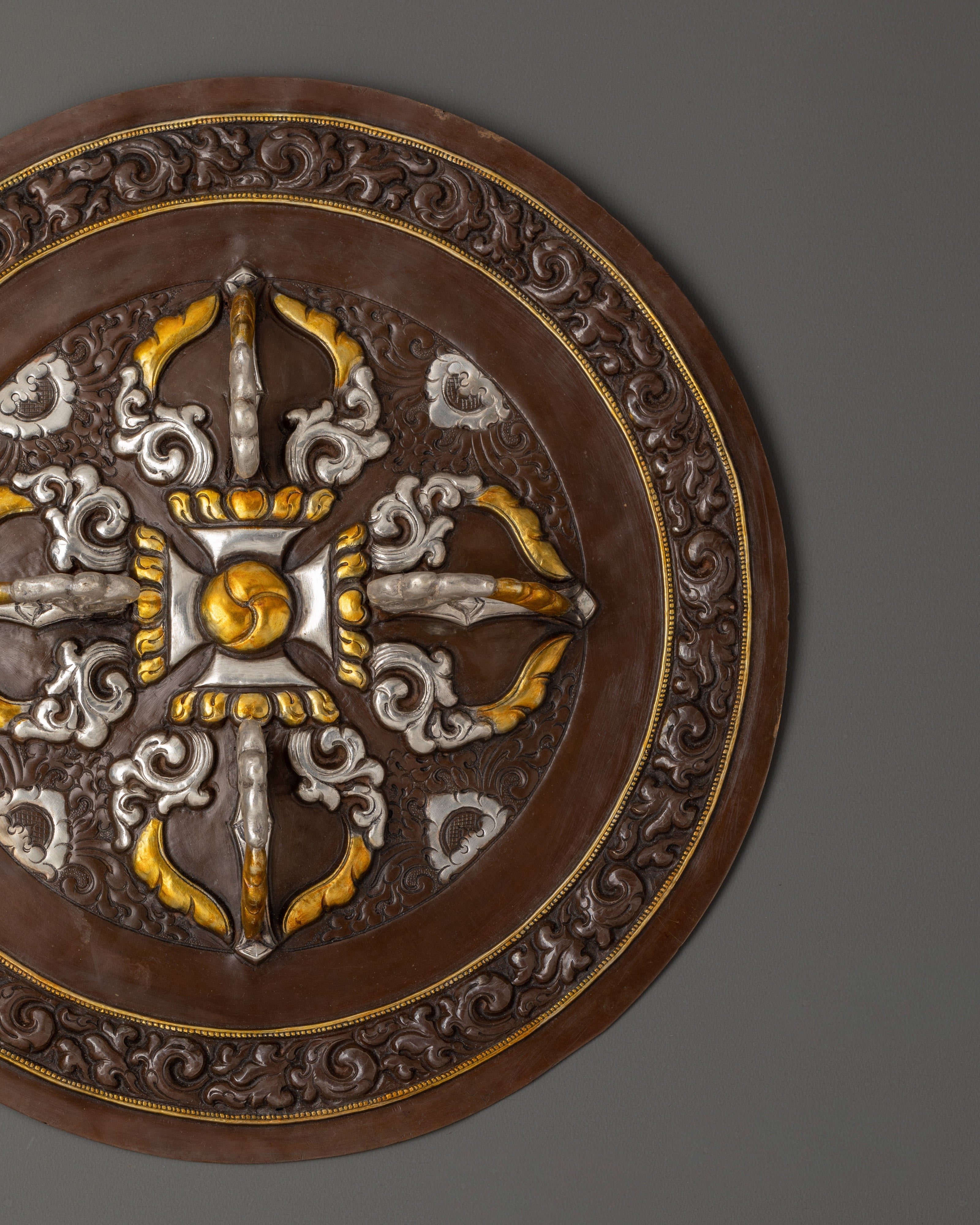 Tibetan Copper Wall Art | Handcrafted 28cm Mandala