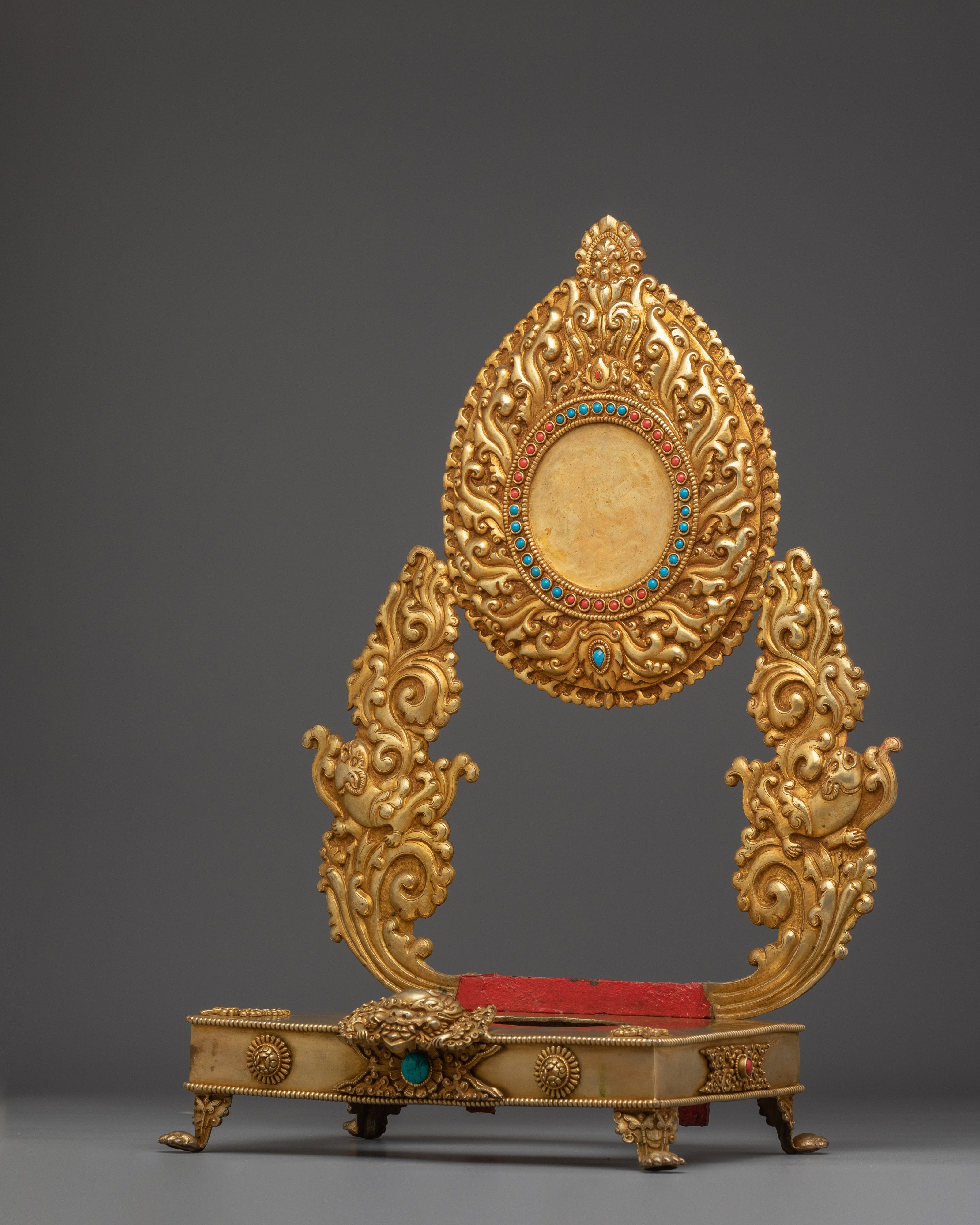 Traditional Gold-Plated, Copper Throne | Sacred Ritual Throne for Shrine