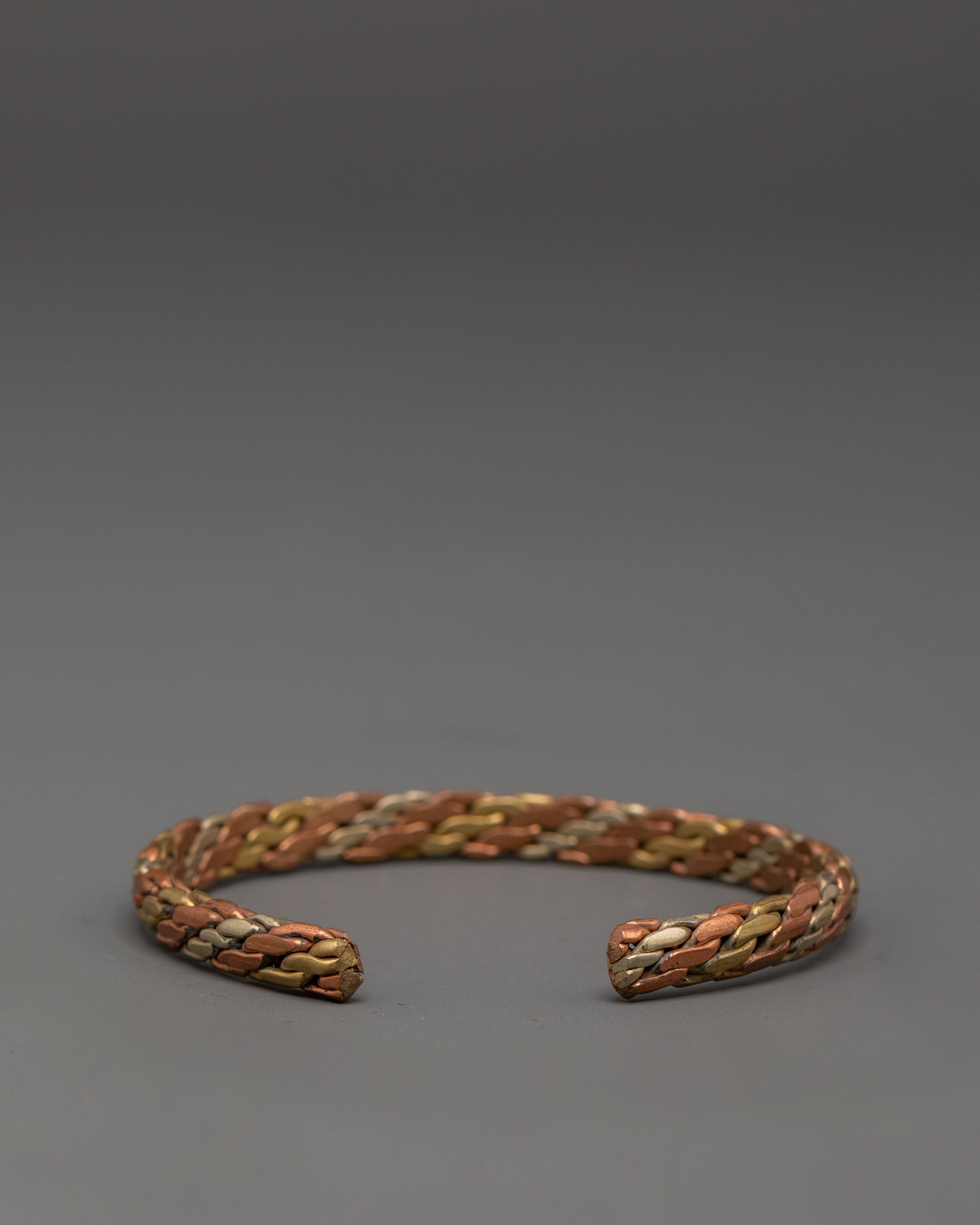 Braid Cuff Bracelet | Handmade Tibetan White Metal Cuff Bracelet