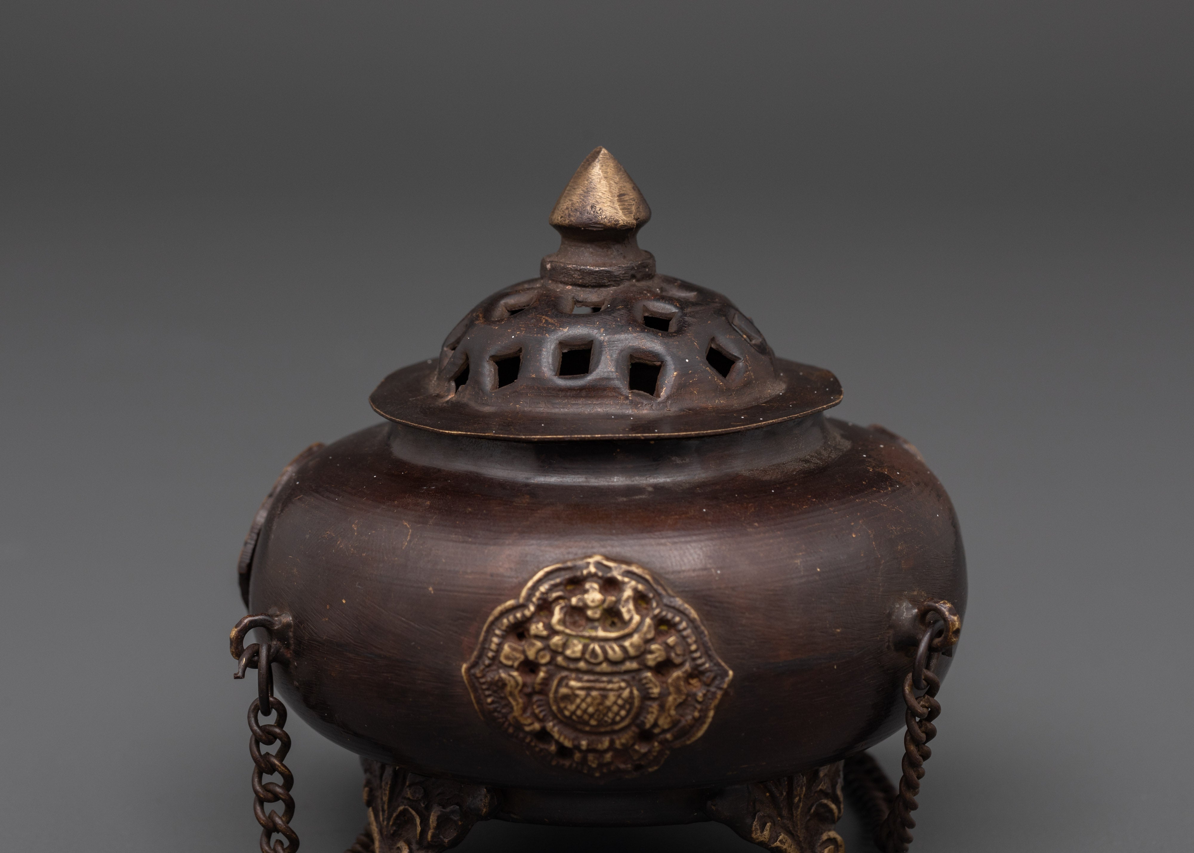 Ceremonial Altar Incense Burner | Handcrafted Oxidized Copper Censer