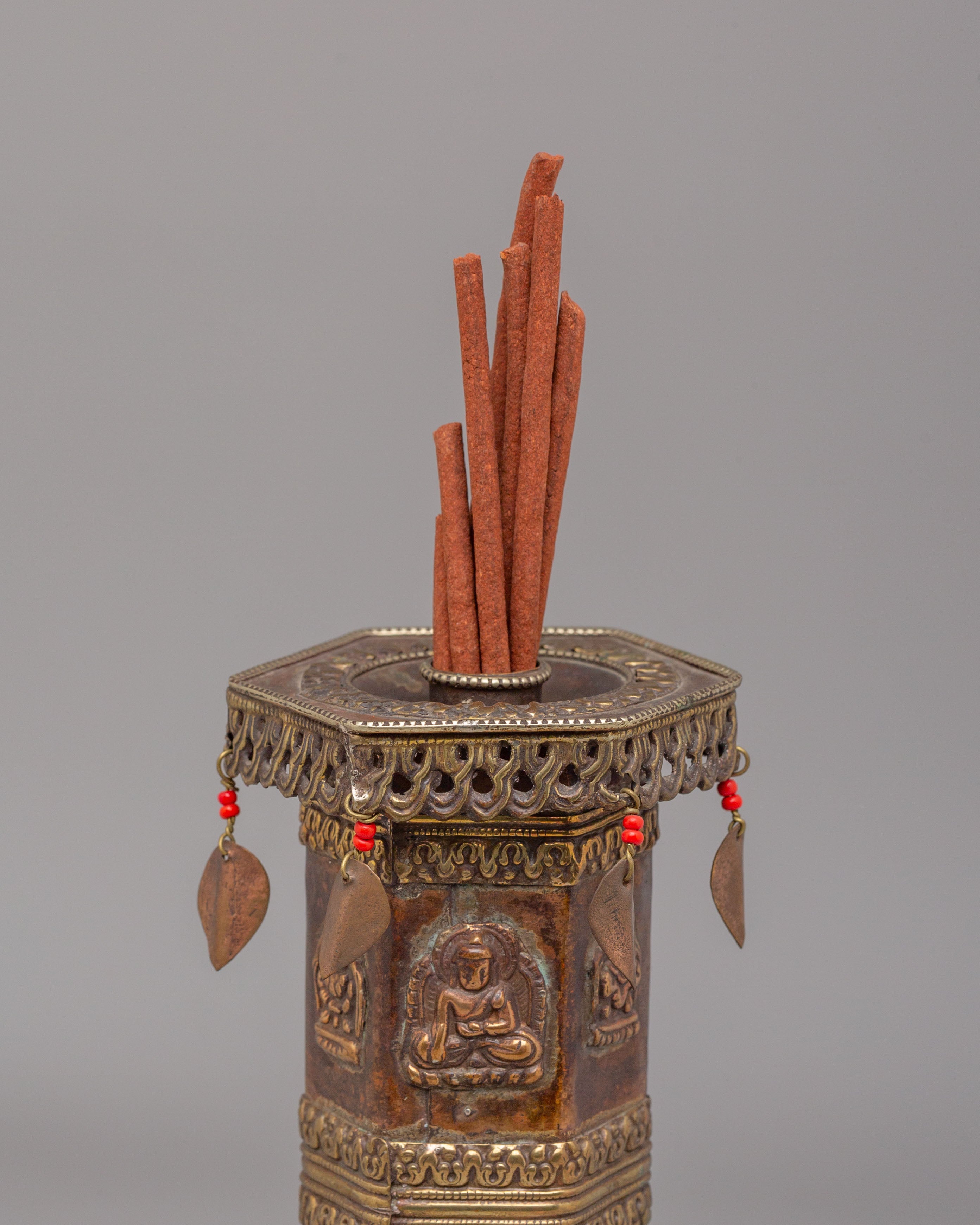 Himalayan Carved Incense Burner Pair | Ritual & Meditation Offering Vessels