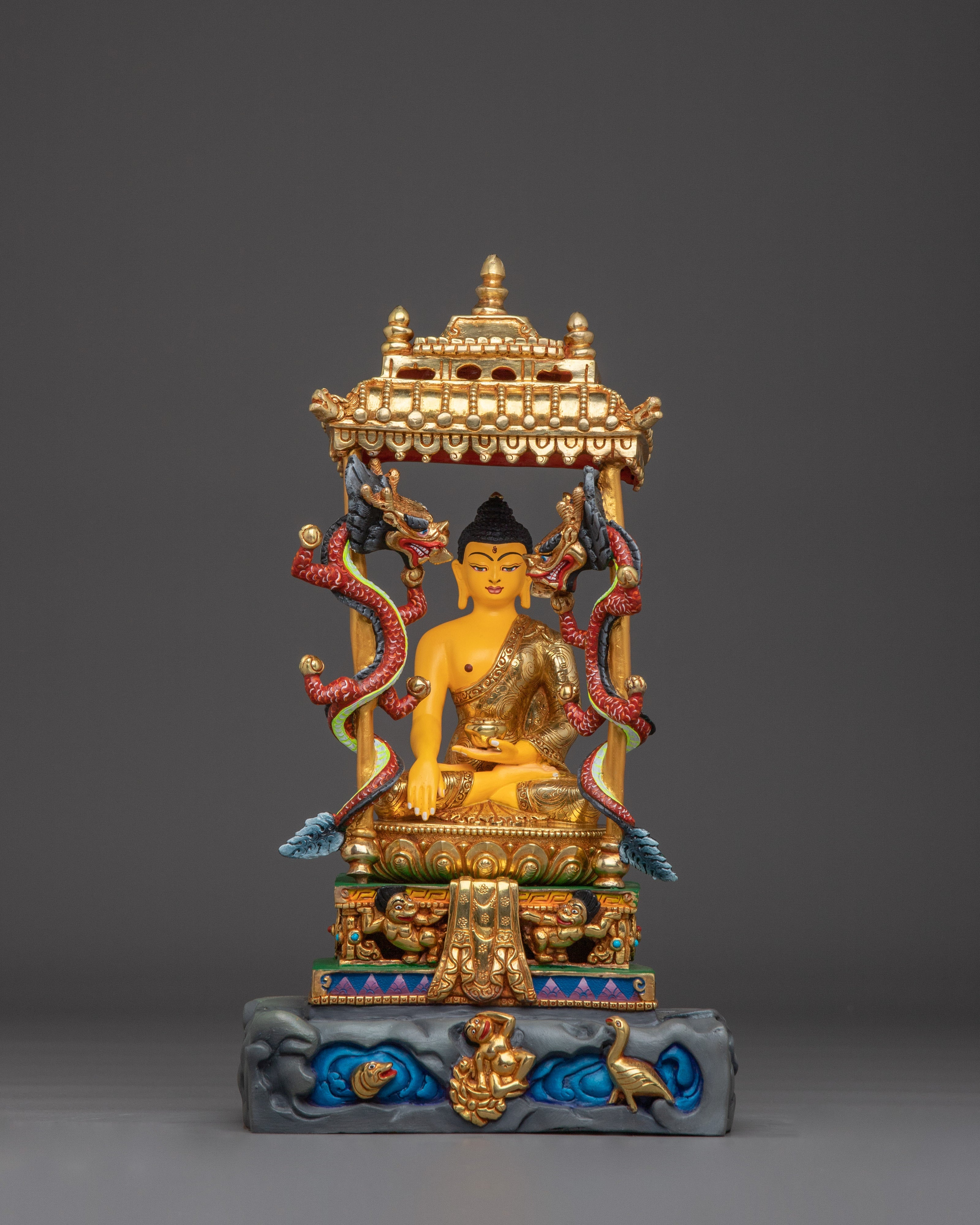 Handmade shakyamuni Buddha With Throne | Statue for Altar & Meditation