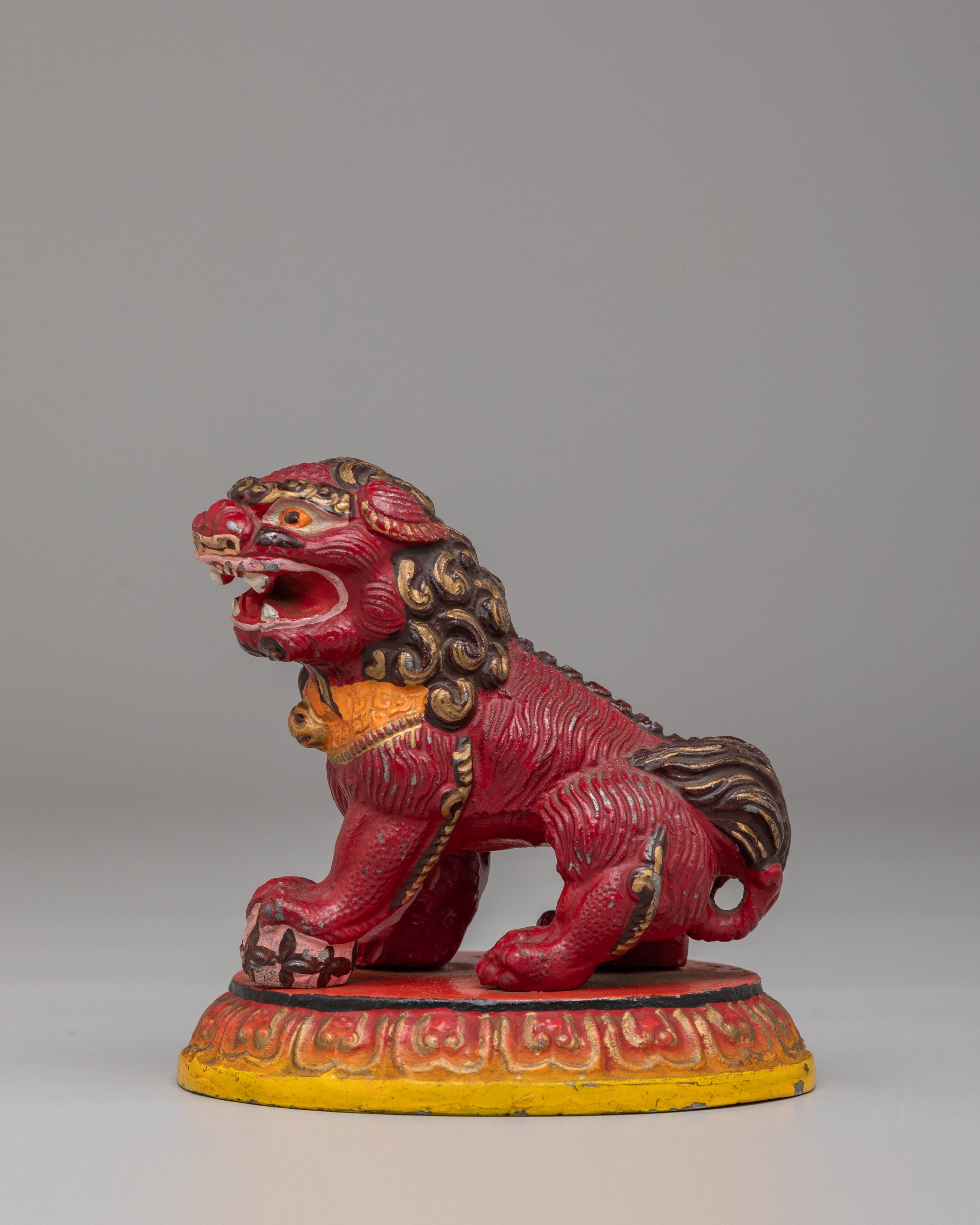 Tibetan Buddhist Lion Guardians Set | Lion Protector Figurines