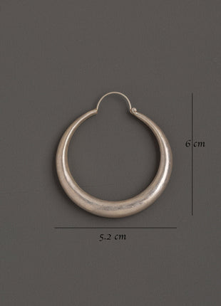 Tibetan Crescent Hoop Earrings | Silver Tribal Earrings