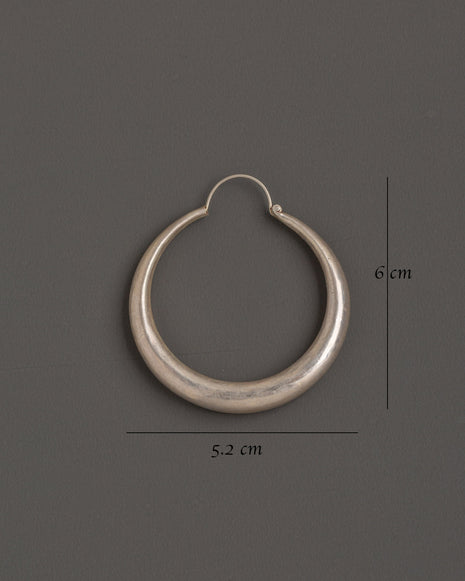 Tibetan Crescent Hoop Earrings | Silver Tribal Earrings