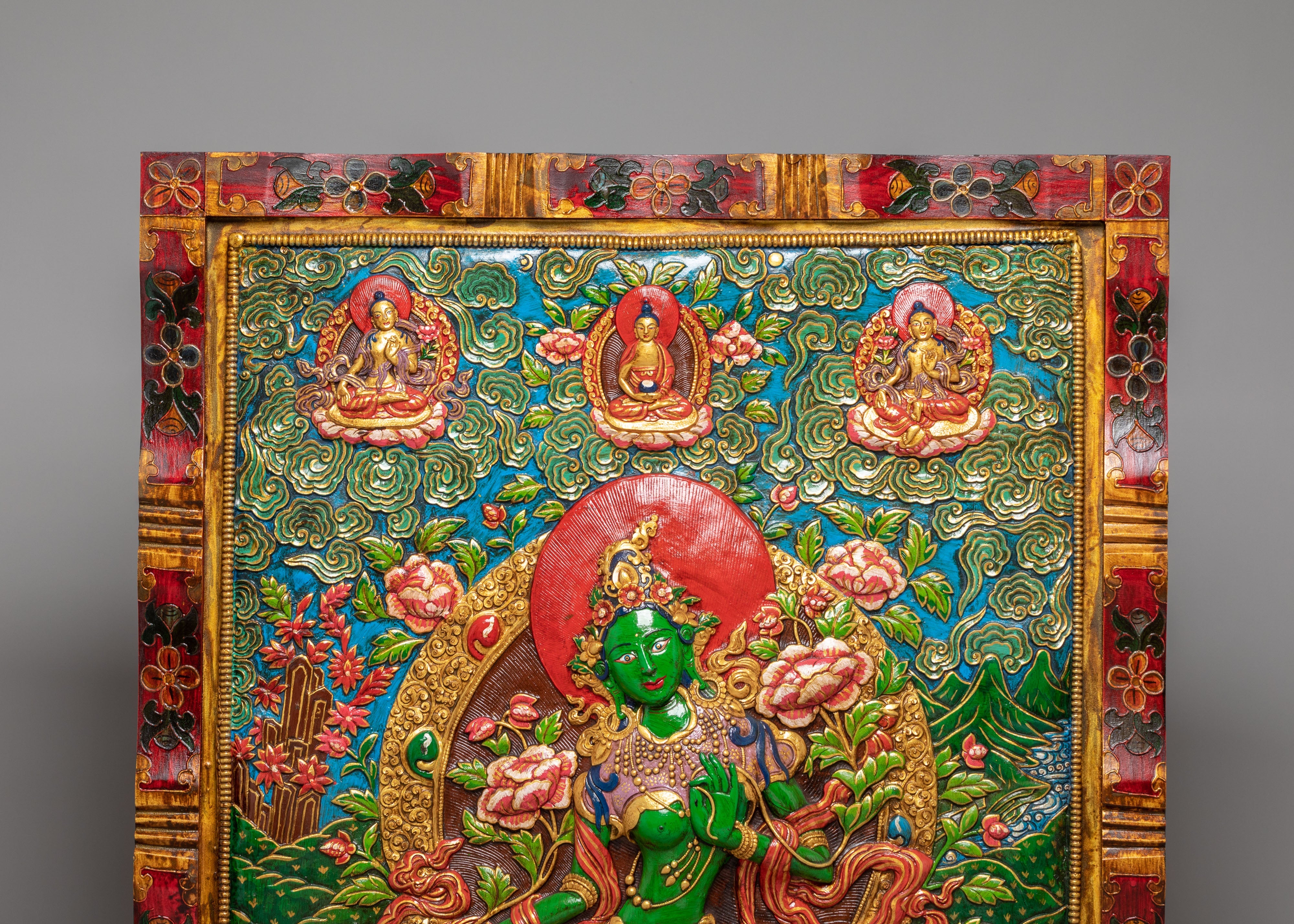 Handmade White Tara Thangka Wall Hanging | Tibetan Buddhist Goddess Art