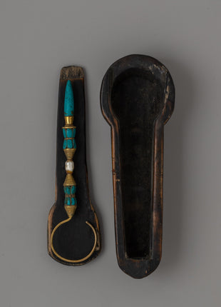 Tibetan Minister Earring | Gold-Plated with Turquoise