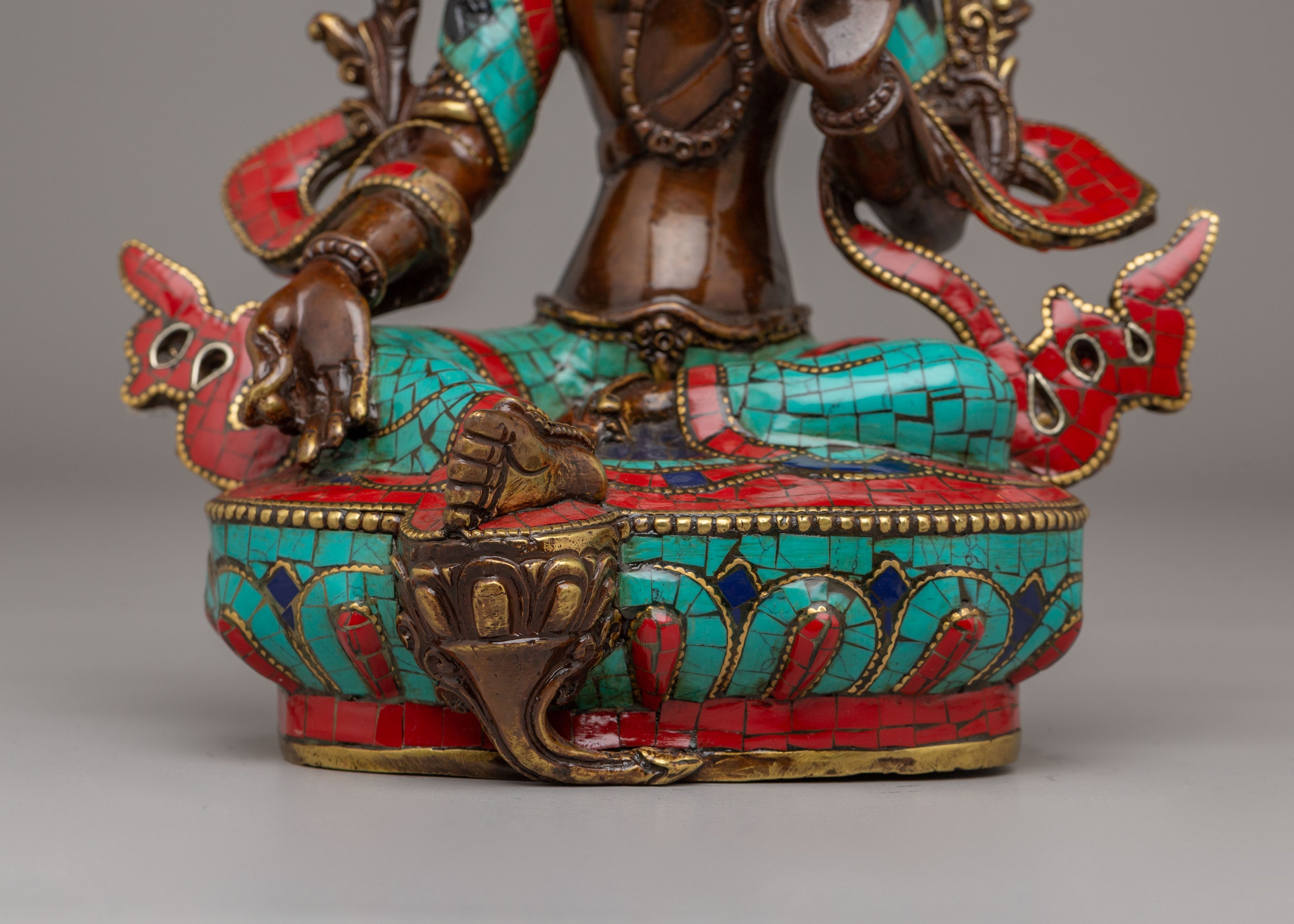 Handcrafted Green Tara Deity Figurine | Spiritual Artwork