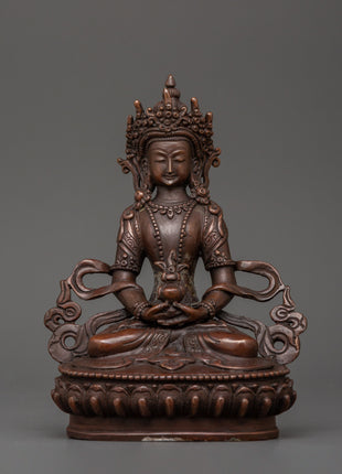 Amitayus Statue in oxidized copper