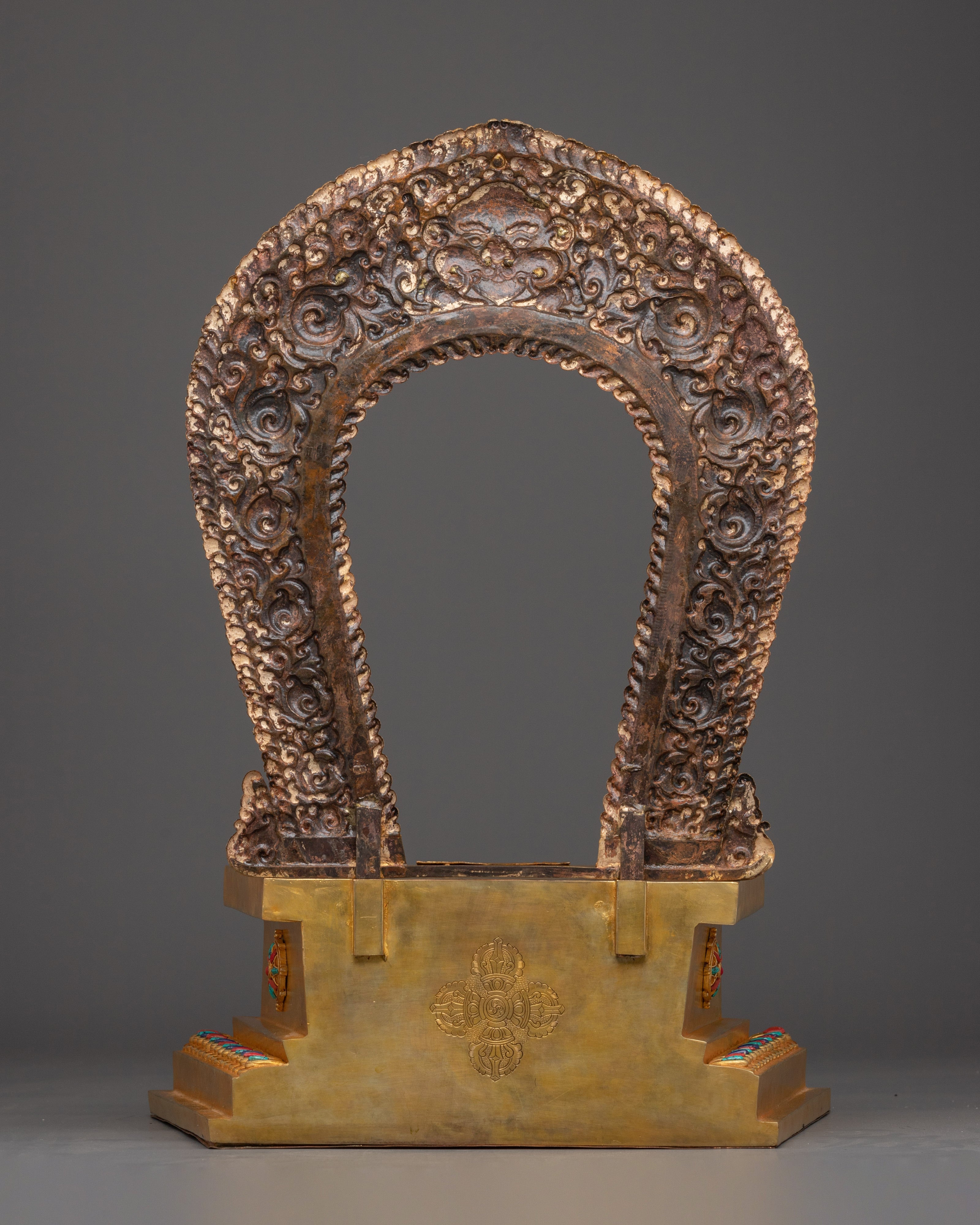 Traditional Tibetan Throne | Turquoise & Coral Inlay