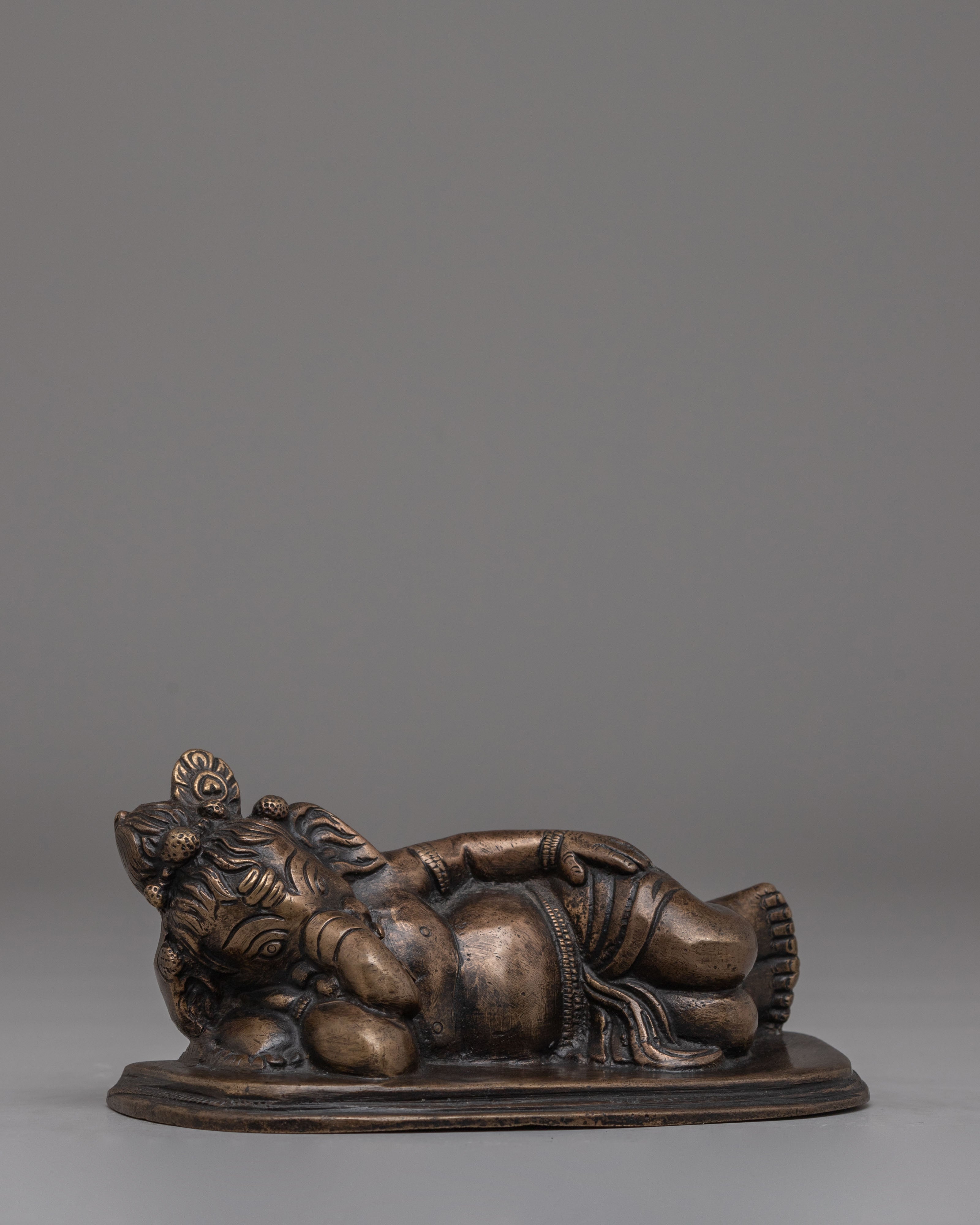 Spiritual  Reclining Ganesha Statue | Handcrafted Bronze Lord Ganesh Sculpture