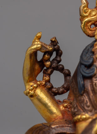 Gold Plated Chenrezig Statue | Avalokiteshvara Copper Buddha
