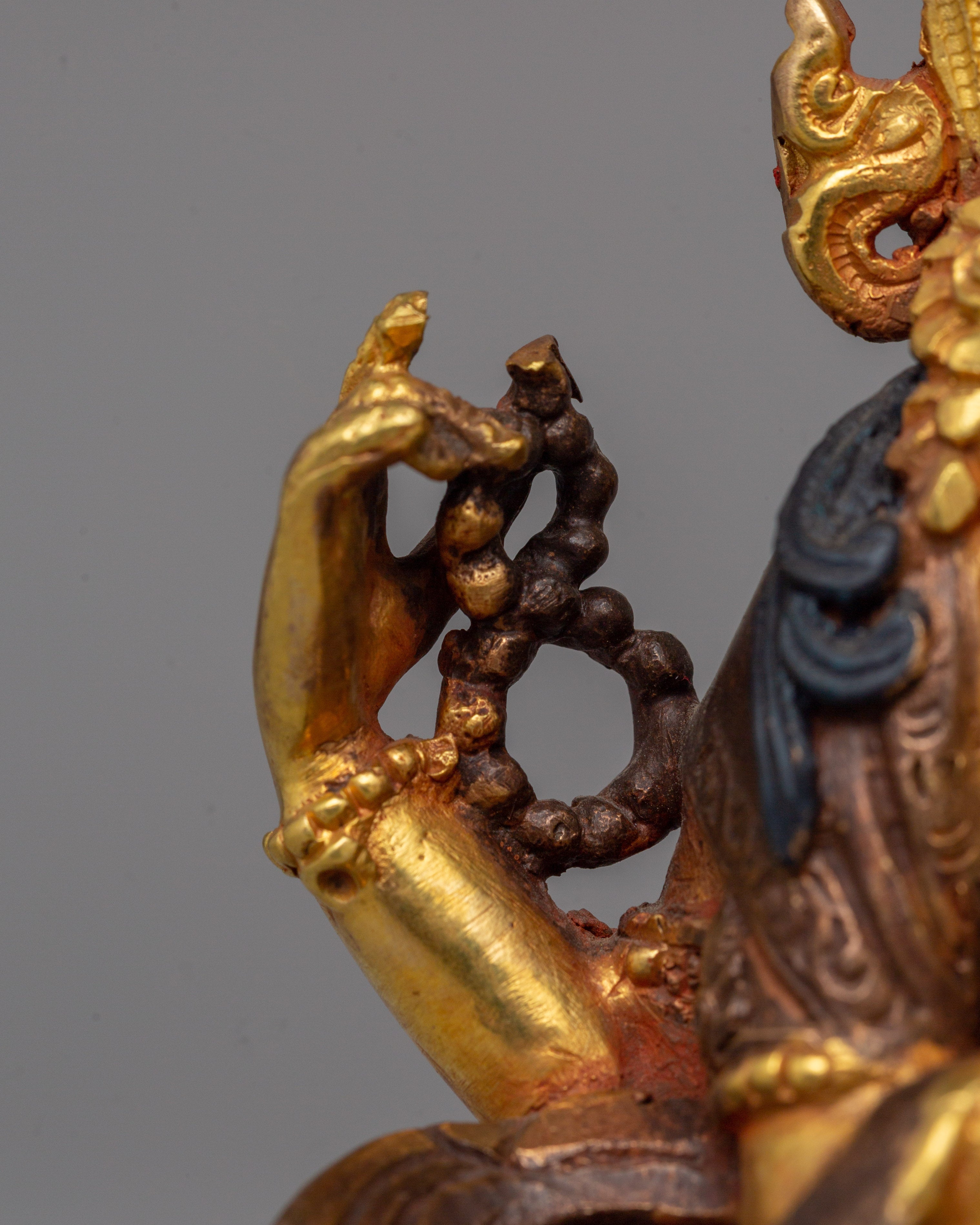 Gold Plated Chenrezig Statue | Avalokiteshvara Copper Buddha