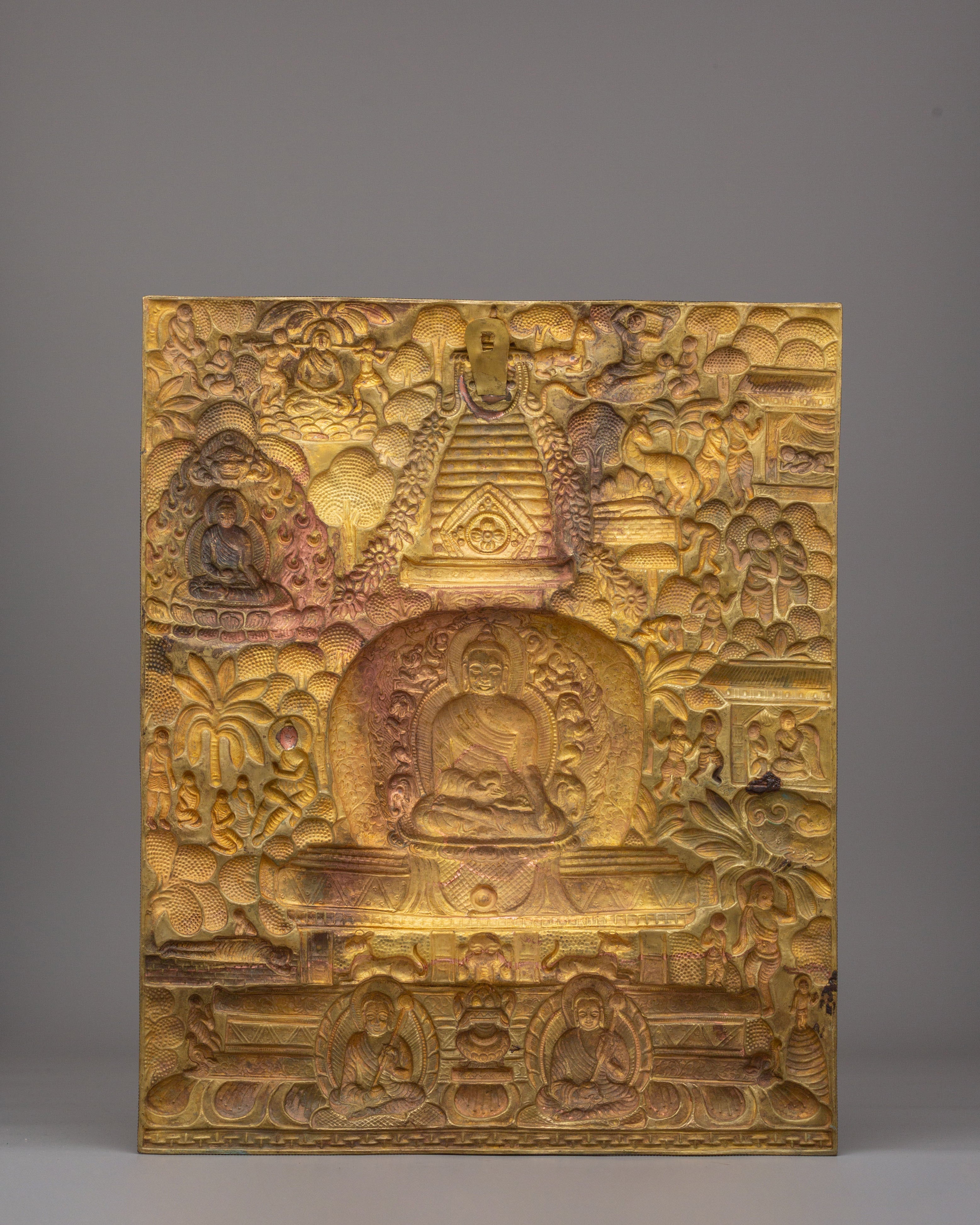Handcrafted Buddha's Life Wall Hanging | Brass Wall Decor with Disciples