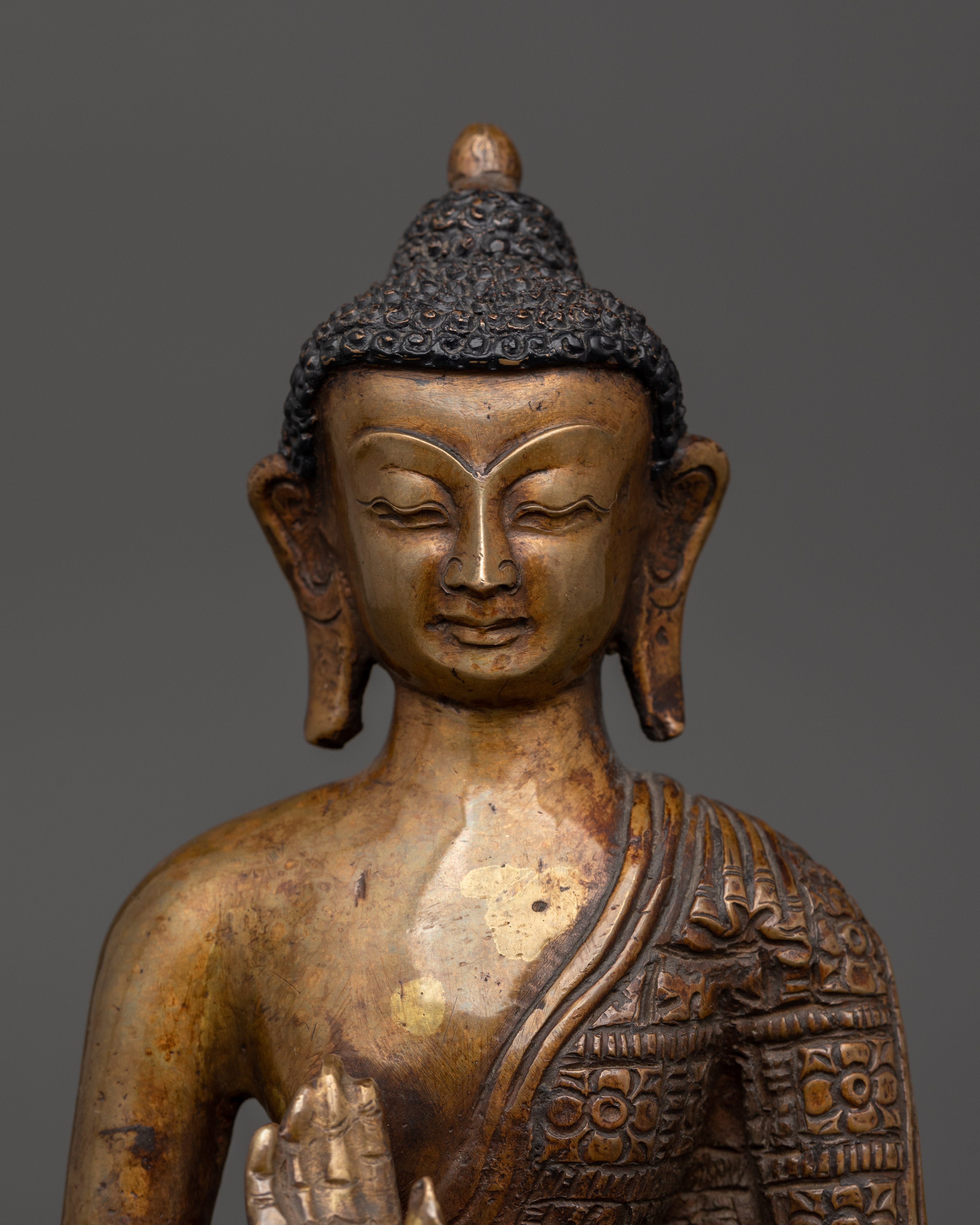 Antique Amogasiddhi Buddha Statue |  Tibetan Copper Meditation Deity