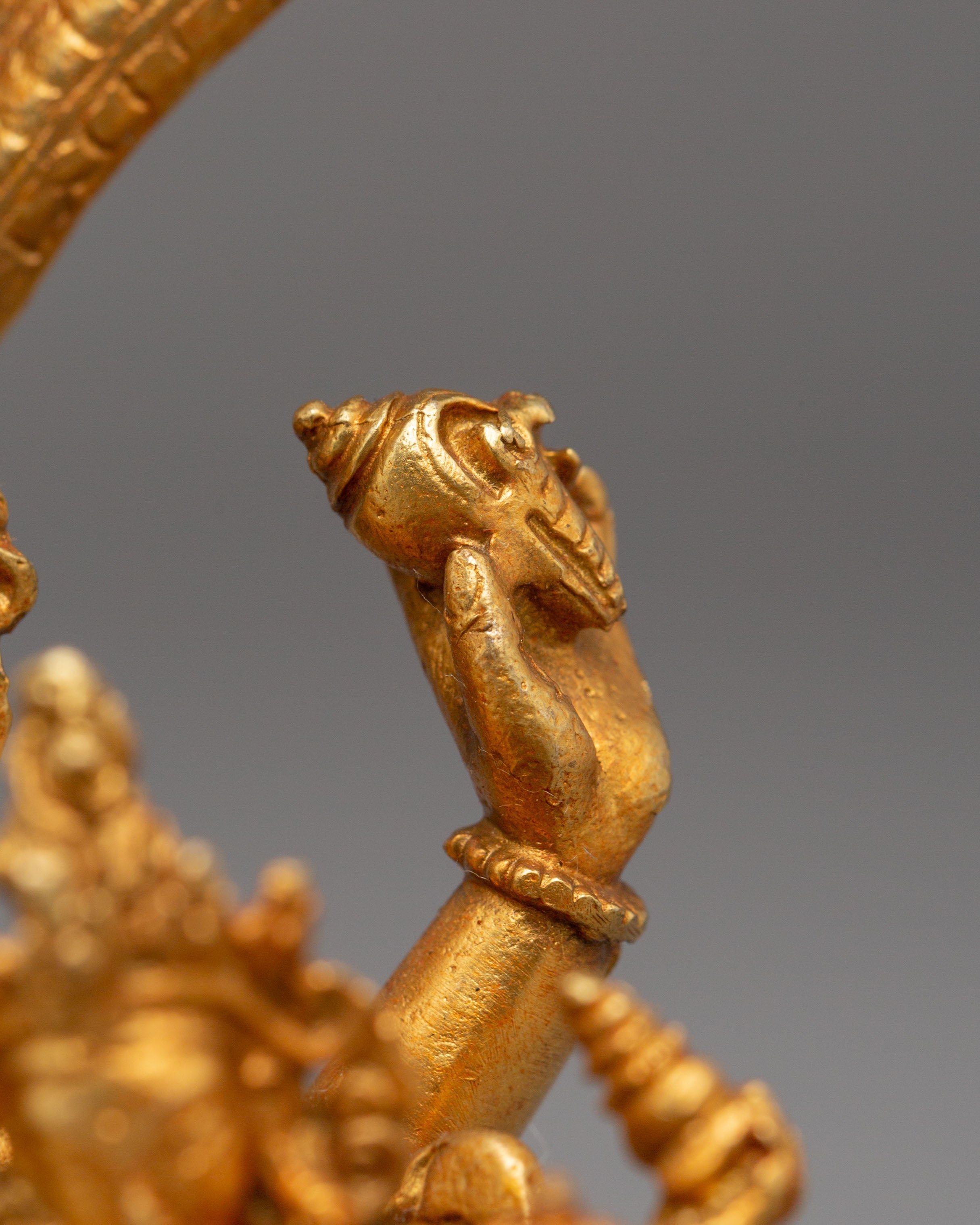 Handcrafted Vishnu Copper Statue | Gold Plated Hindu Deity