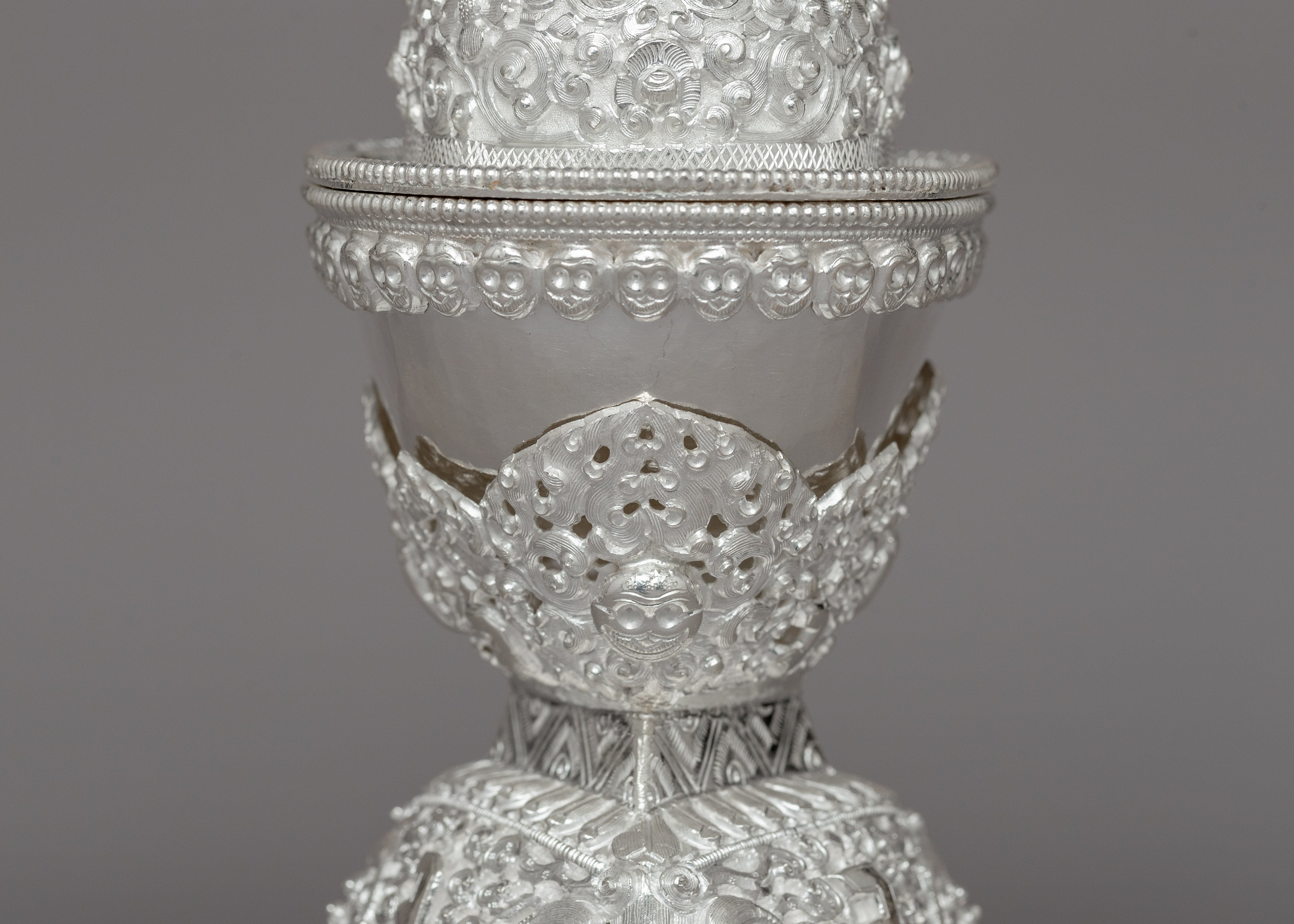 Exquisite Silver Kapala for Tibetan Rituals and Offerings | Tibetan Buddhist Ritual Cup