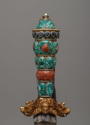 Tibetan Phurba with a Curved Crystal Blade | Spiritual Power and Craftsmanship