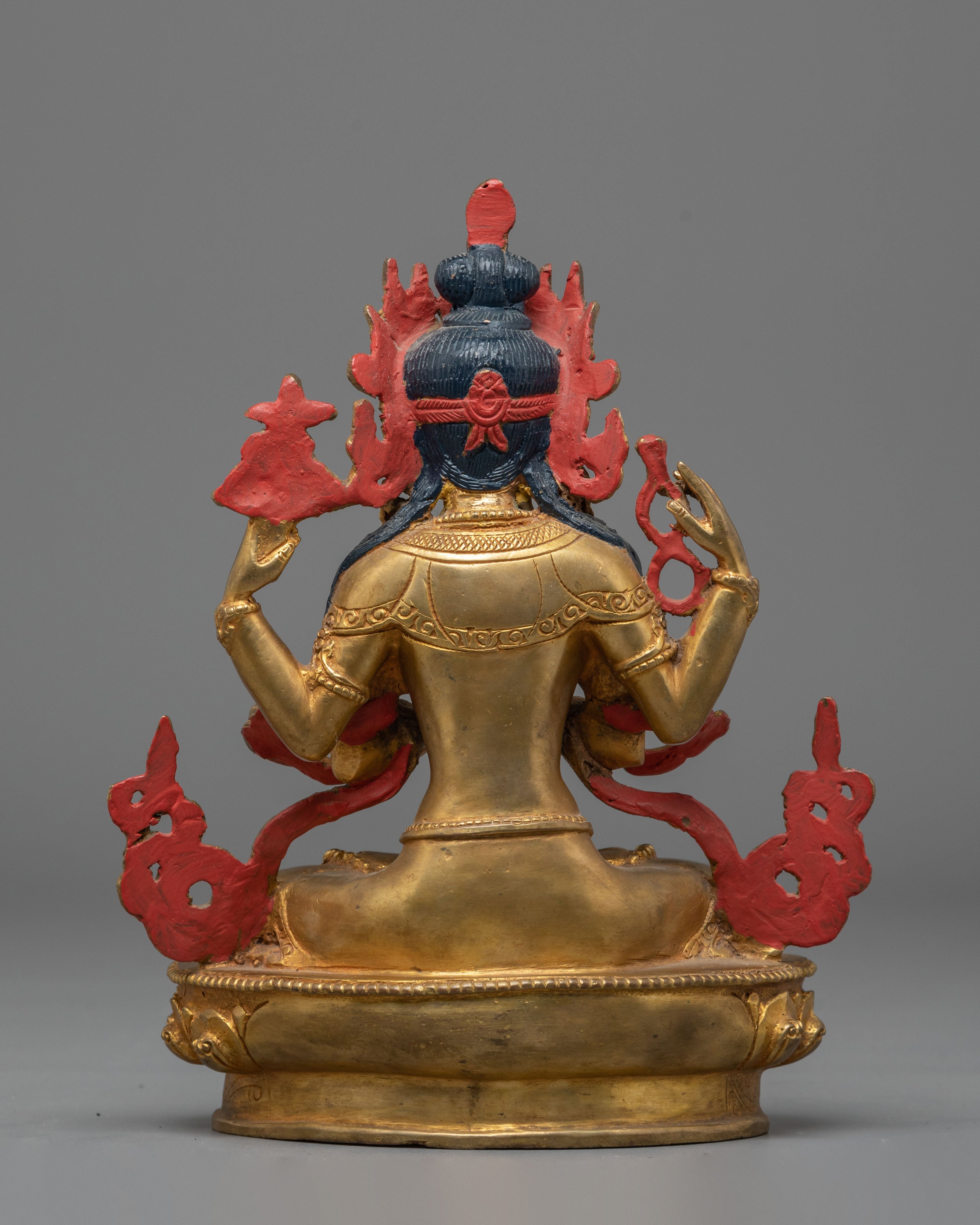 Handmade Tibetan Chenrezig Statue | One who Looks With Unwavering Eye
