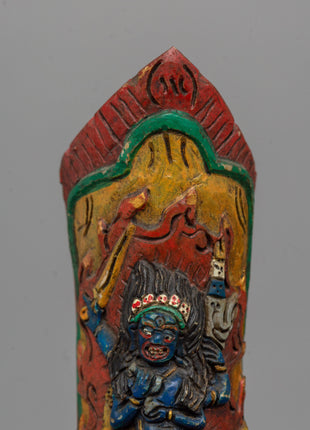Four Armed Mahakala Buffalo Bone Apron | Tibetan Buddhist Ritual Artifact