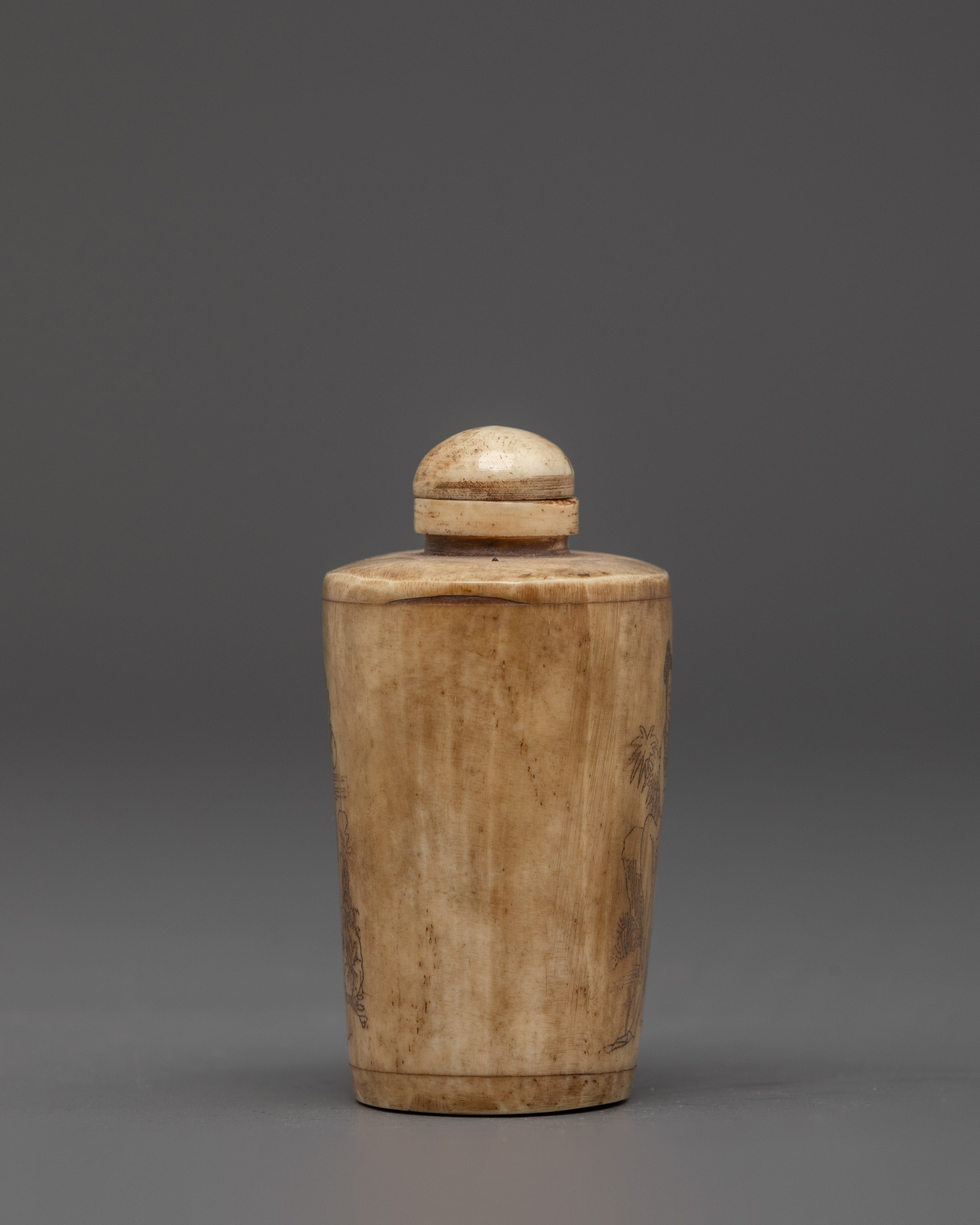 Ethically Sourced Buffalo Bone Snuff Bottle | Sacred Himalayan Altar
