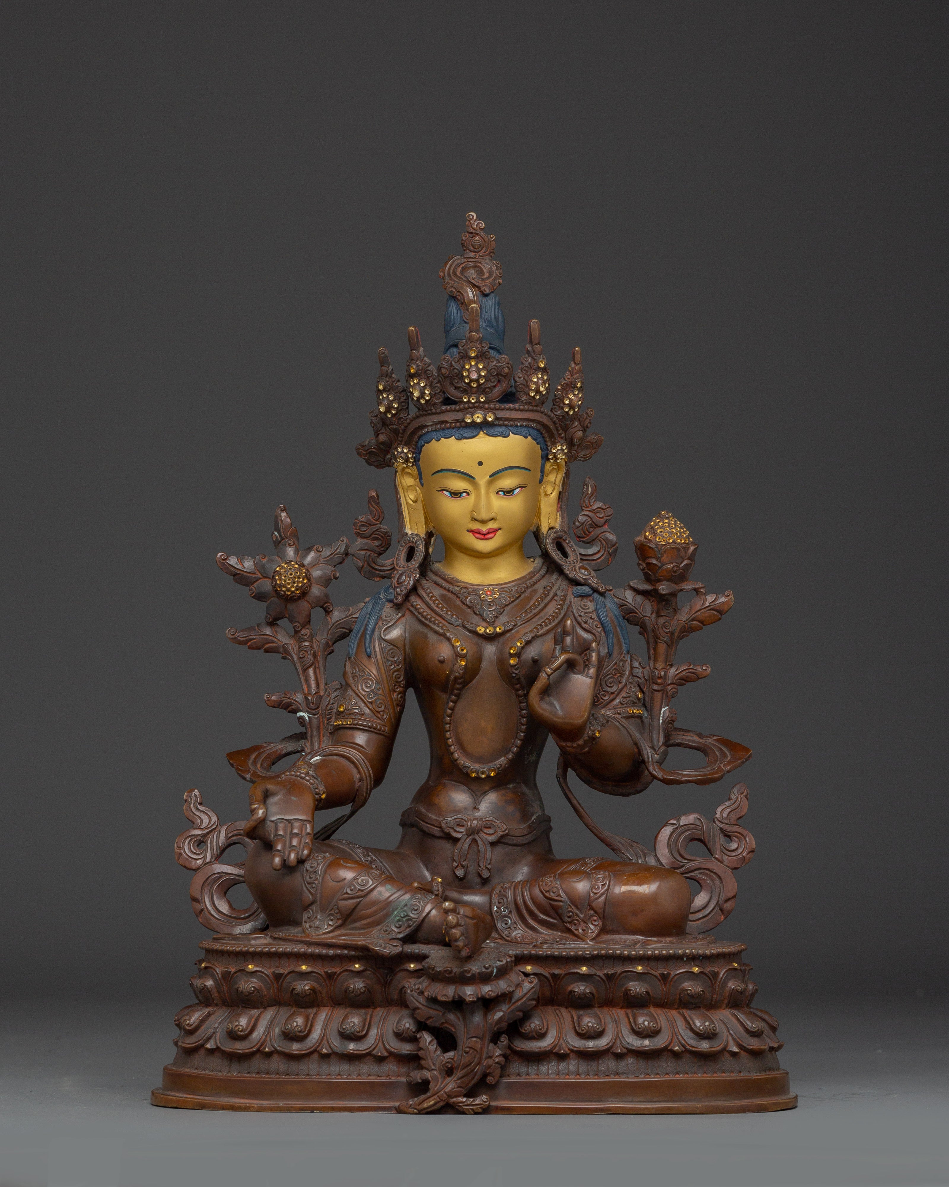 Handmade Exquisite Green Tara Art