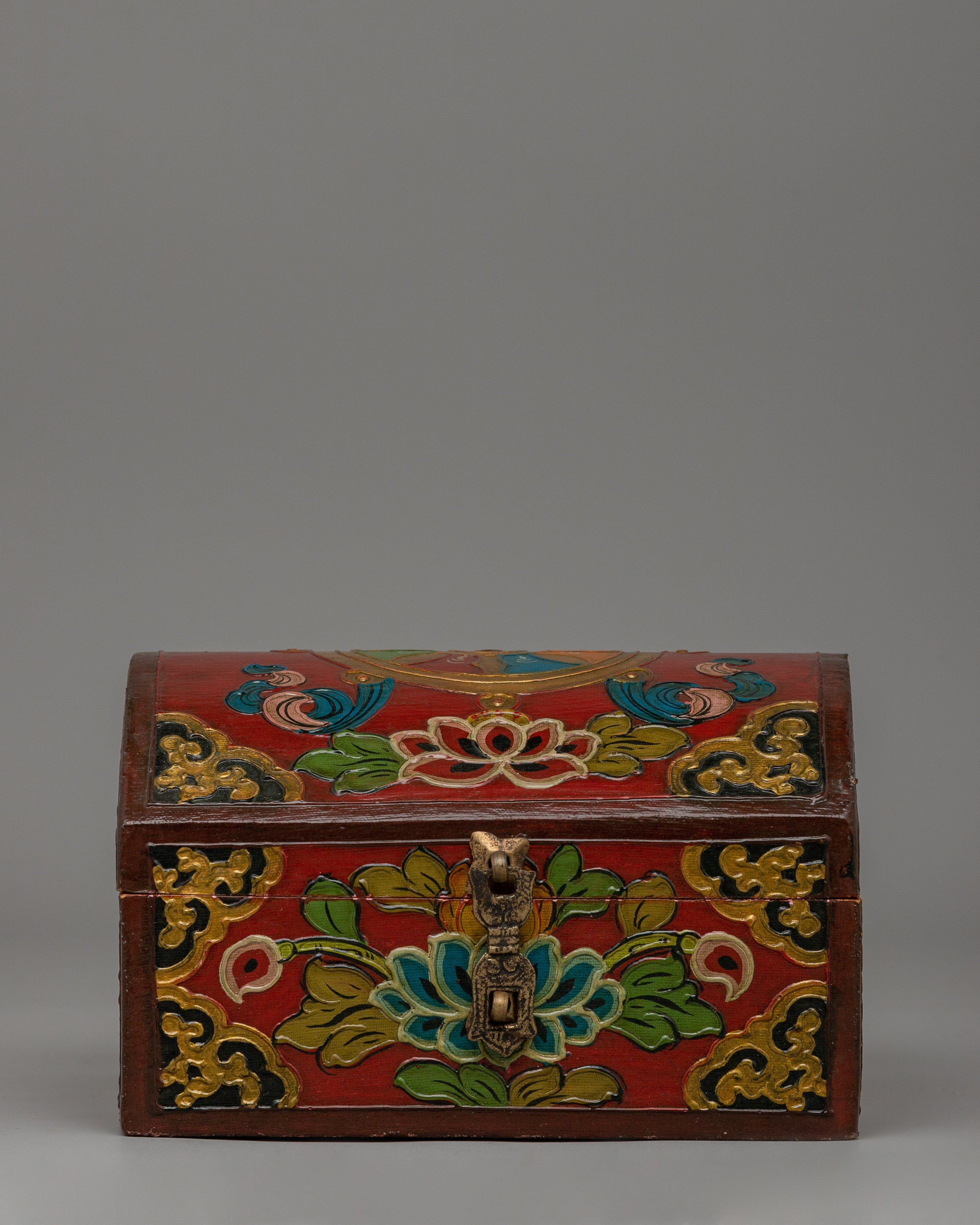 Traditional Tibetan Decorative Treasure Box | Handcrafted Wooden Chest