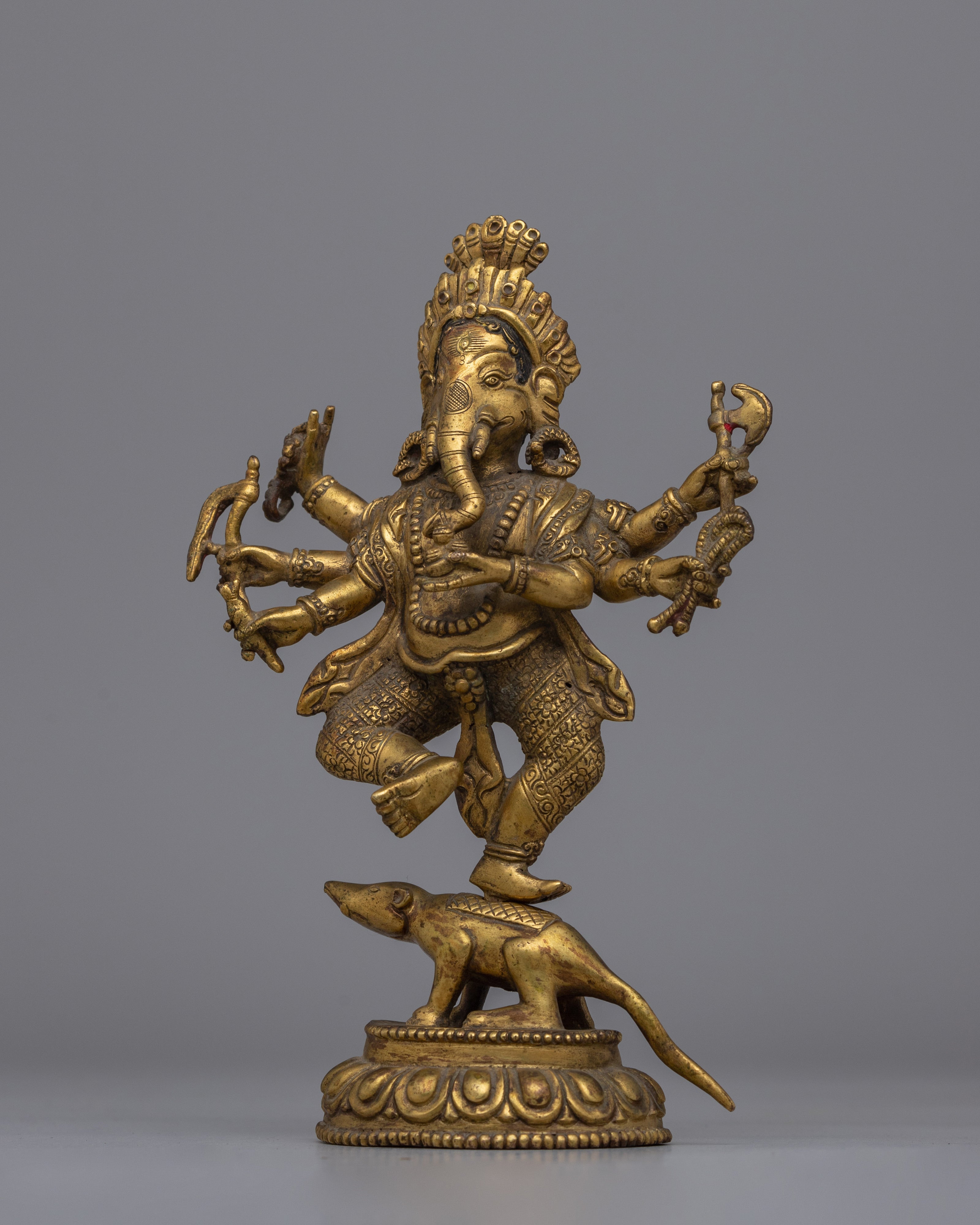 Antique Multi-Armed Ganesha Copper Statue | Spiritual Décor and Meditation