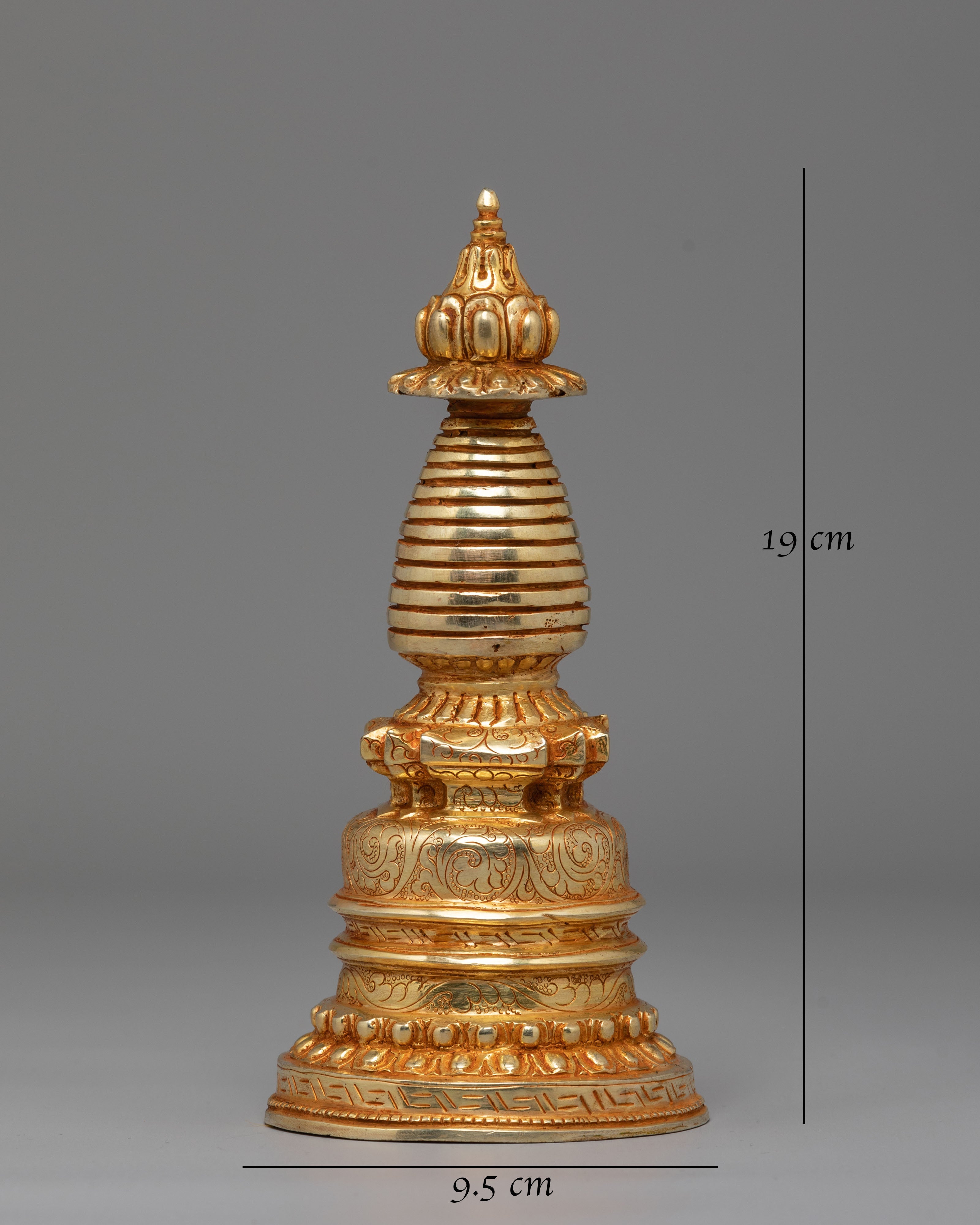 Spiritual Protection Stupa | Gold-Plated Buddhist Statue for Meditation