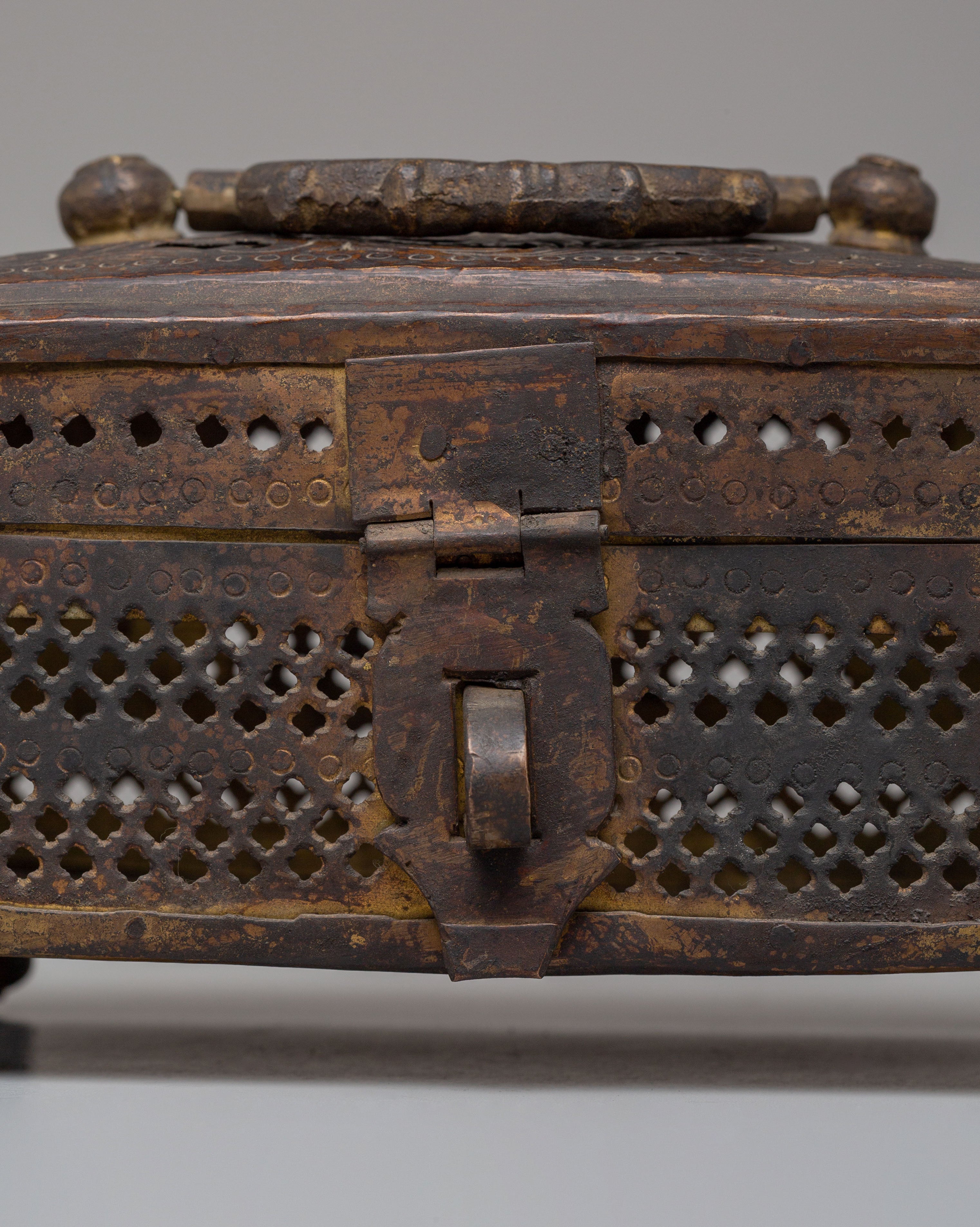 Handmade Antique Finish Box | Copper Box with Gold Plating