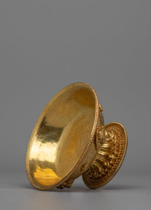 Serkyem Offering Spiritual Set  | Gold-Plated Copper Vessel for Tibetan Buddhist Rituals