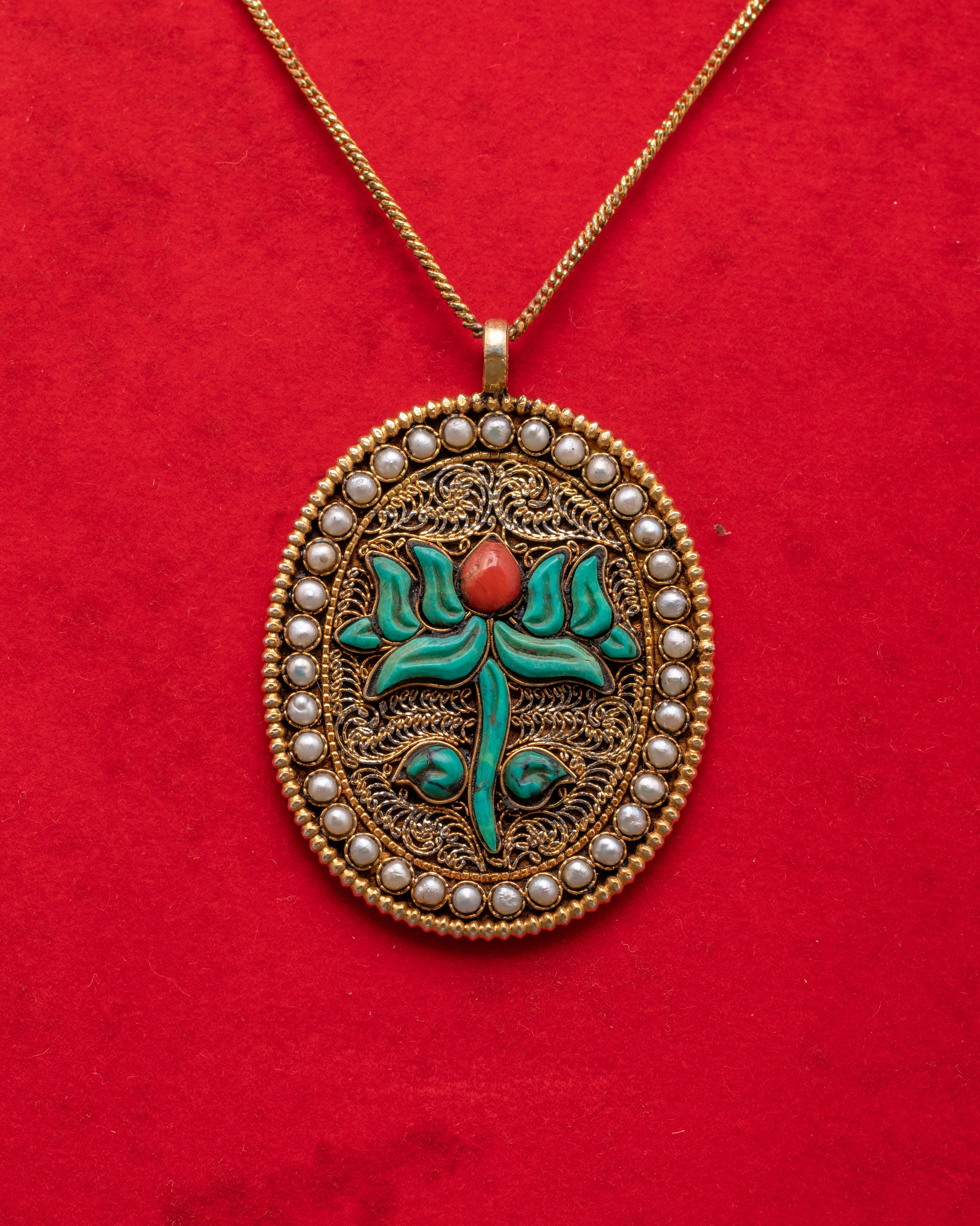 Handmade Tibetan Locket with Beautiful Detailing | Silver and Gold Plated Jewelry