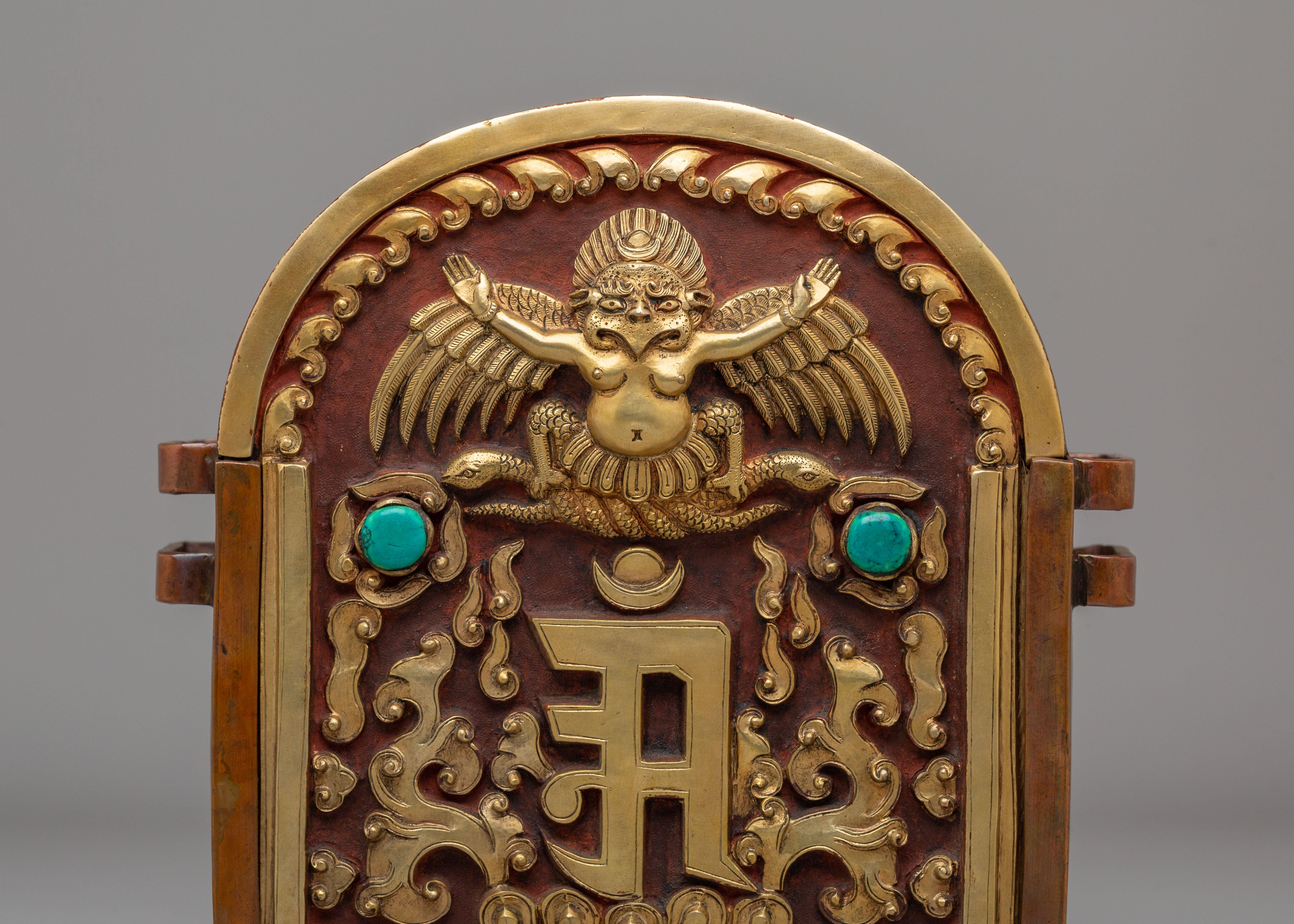 Handmade Garuda Ghau Box | Oxidized Copper with Gold Plating